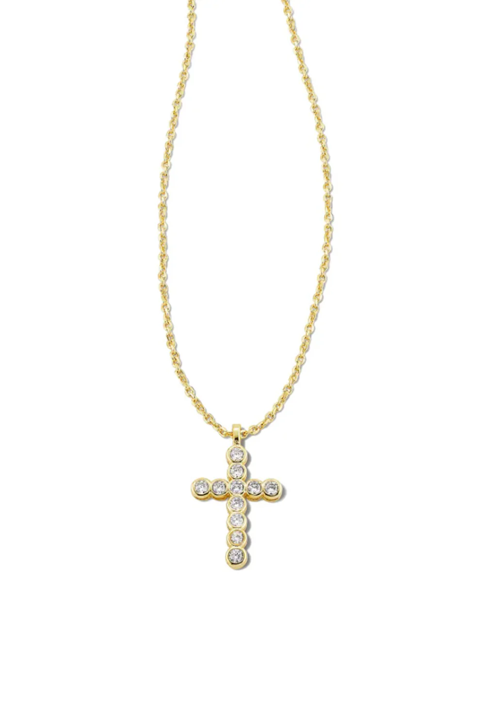 Kendra Scott Cross Gold Pendant Necklace in White Crystal | 9608851402 - Image 2
