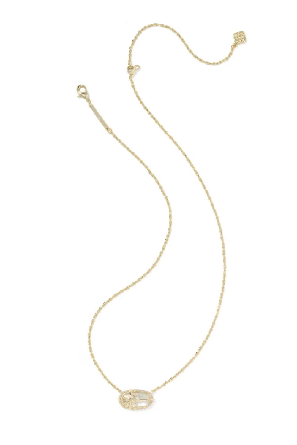 Kendra Scott Elisa Bow Gold Short Pendant Necklace in Ivory Illusion | 9608890377 - Image 3