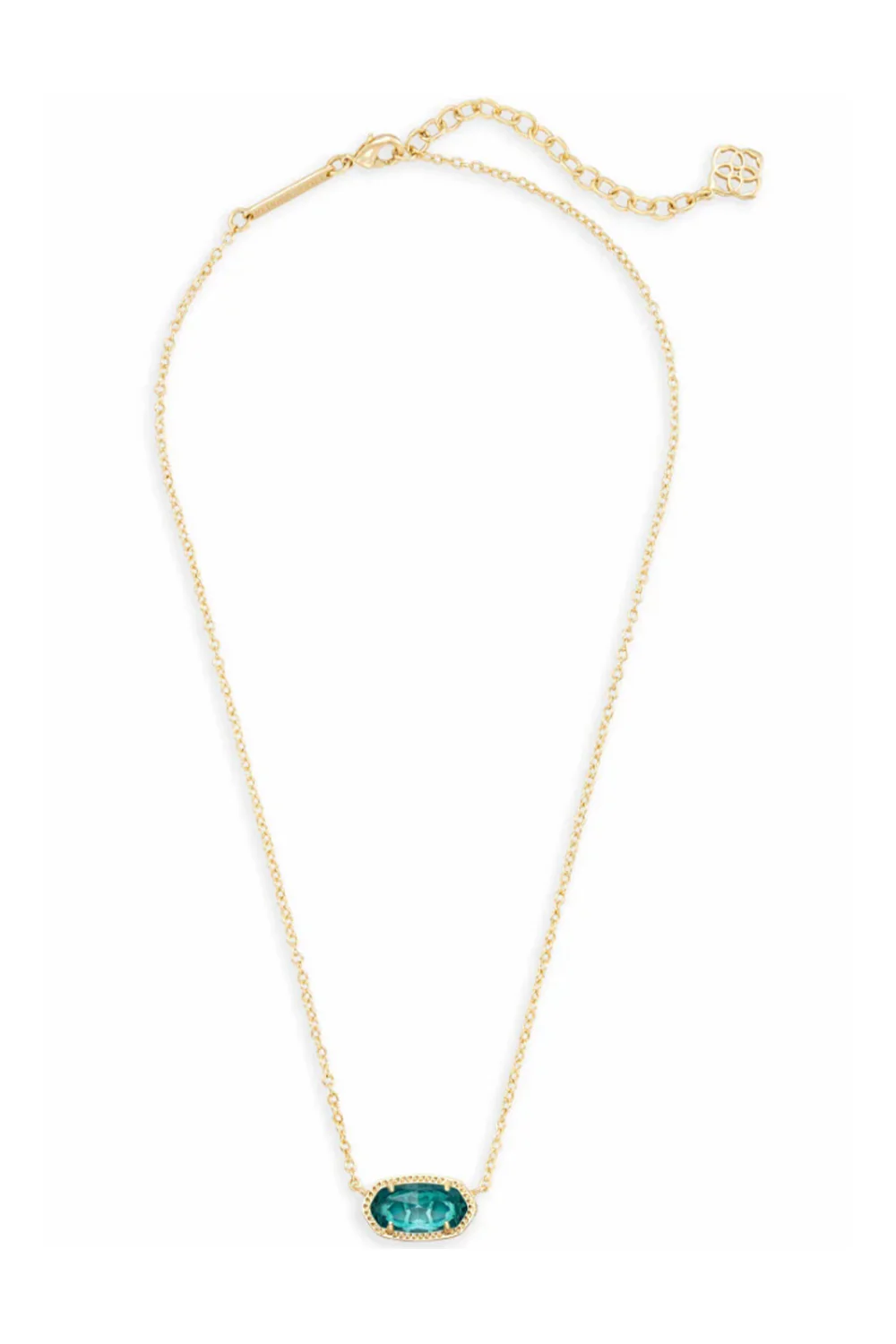 Kendra Scott Elisa Gold Glass Pendant Necklace in London Blue | 4217714622 - Image 3