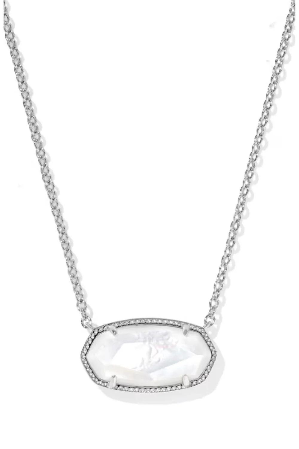 Kendra Scott Elisa Ivory Short Pendant Necklace in Rhodium | 4217715820 - Image 3