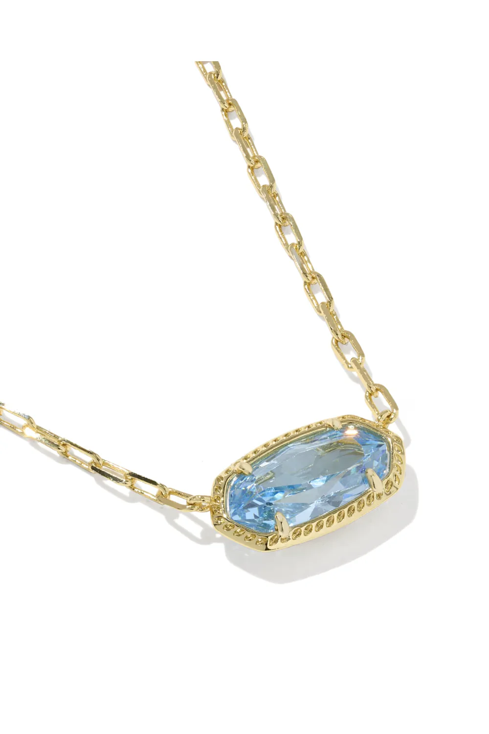 Kendra Scott Elisa Luxe Gold Short Pendant Necklace in Light Blue CZ | 9608890942 - Image 2