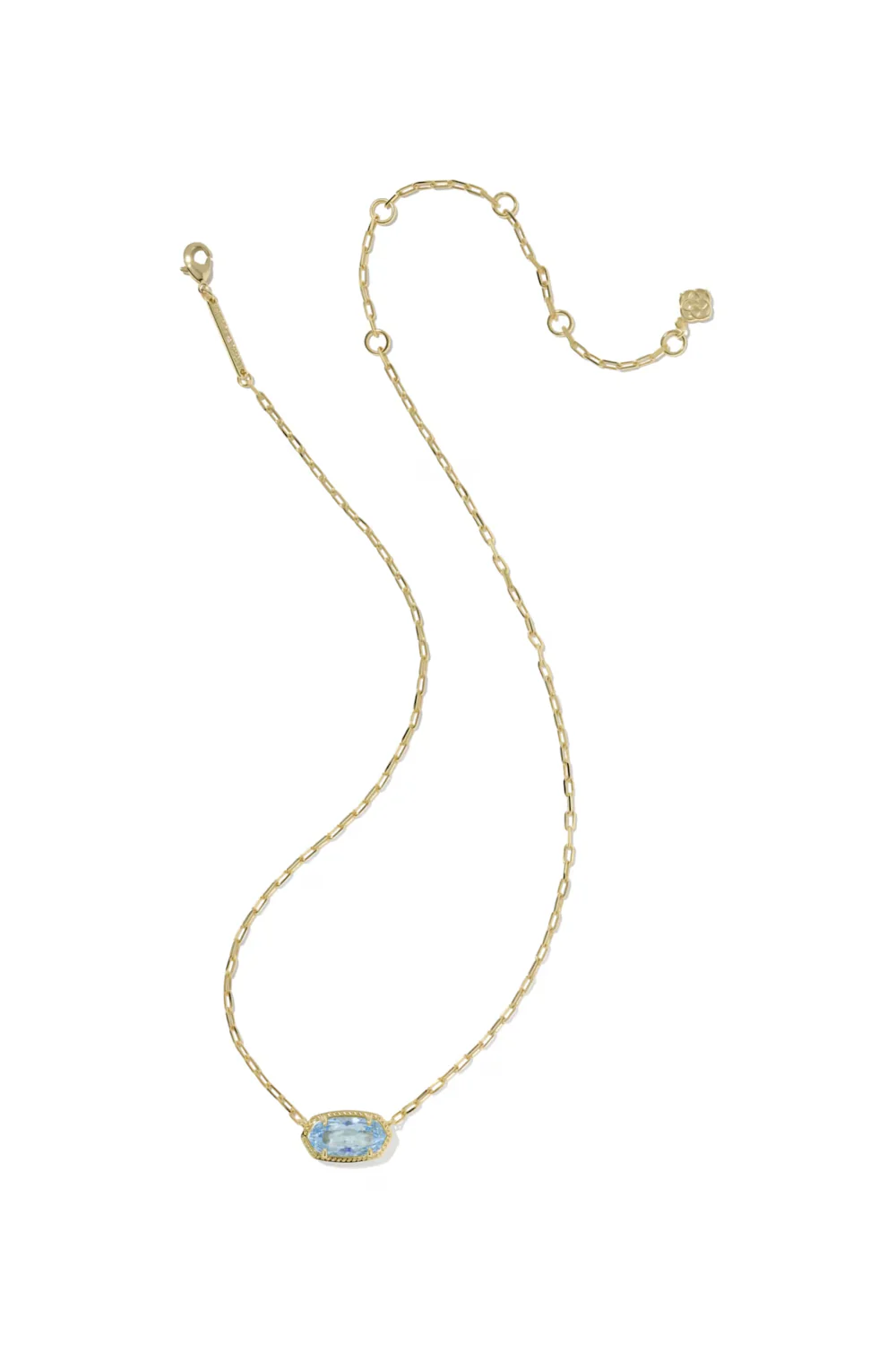 Kendra Scott Elisa Luxe Gold Short Pendant Necklace in Light Blue CZ | 9608890942 - Image 3