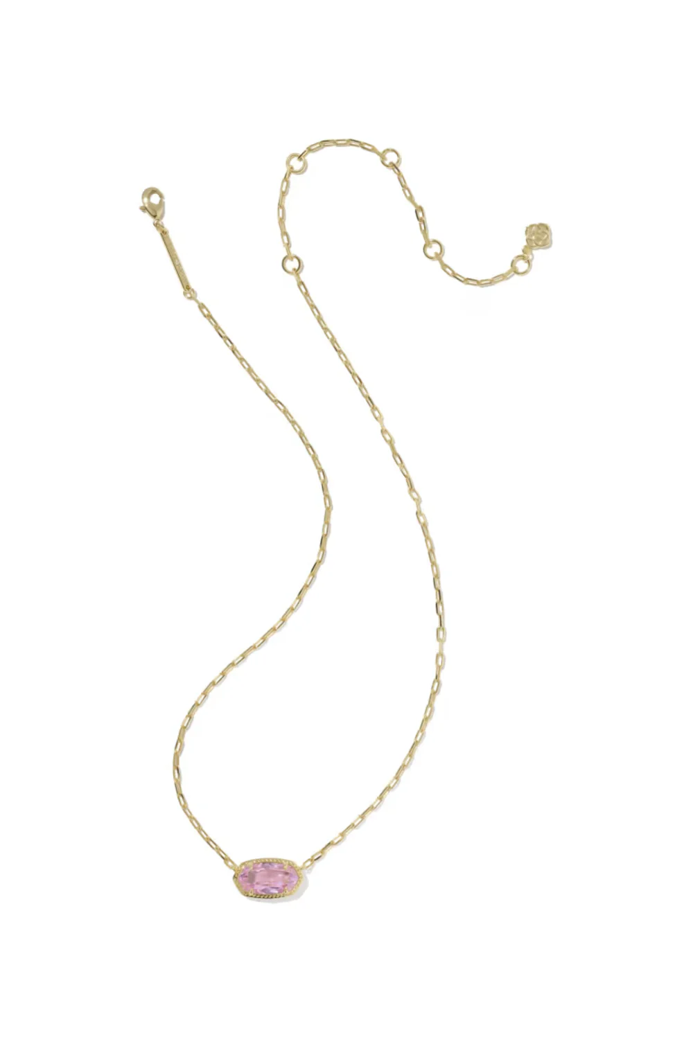 Kendra Scott Elisa Luxe Gold Short Pendant Necklace in Light Pink CZ | 9608890087 - Image 2