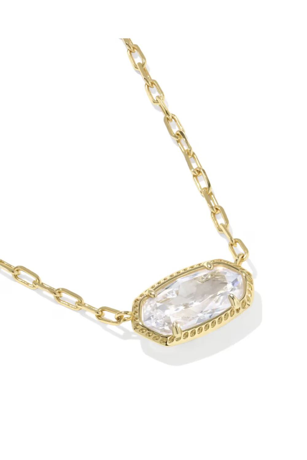 Kendra Scott Elisa Luxe Gold Short Pendant Necklace in White CZ | 9608890997 - Image 2