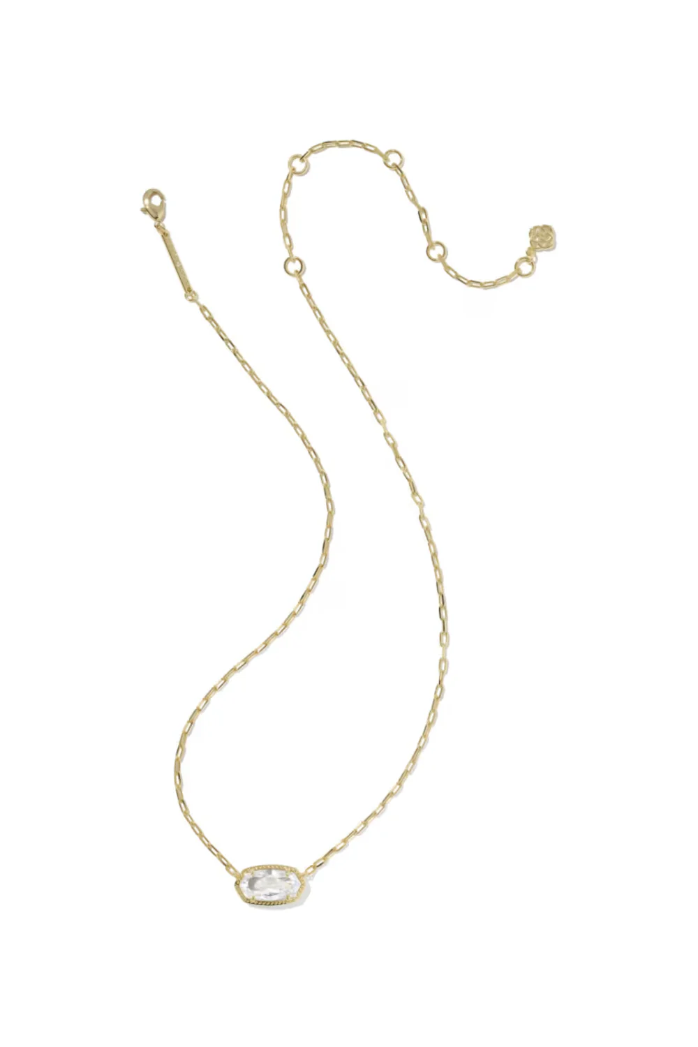 Kendra Scott Elisa Luxe Gold Short Pendant Necklace in White CZ | 9608890997 - Image 3