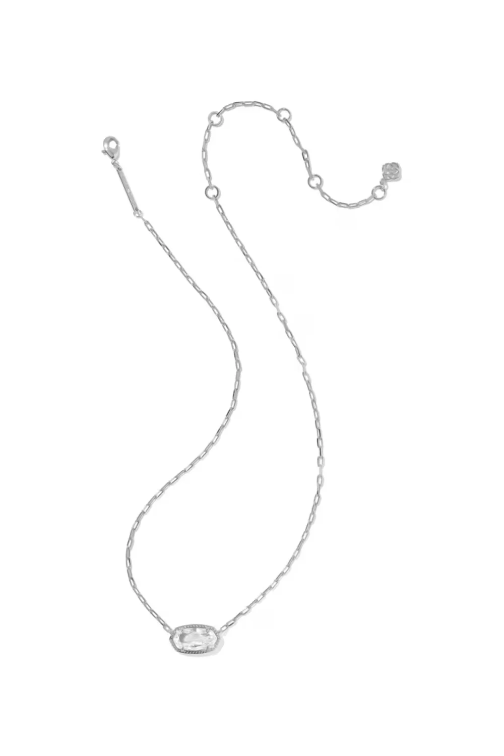 Kendra Scott Elisa Luxe Silver Short Pendant Necklace in White CZ | 9608890798 - Image 3