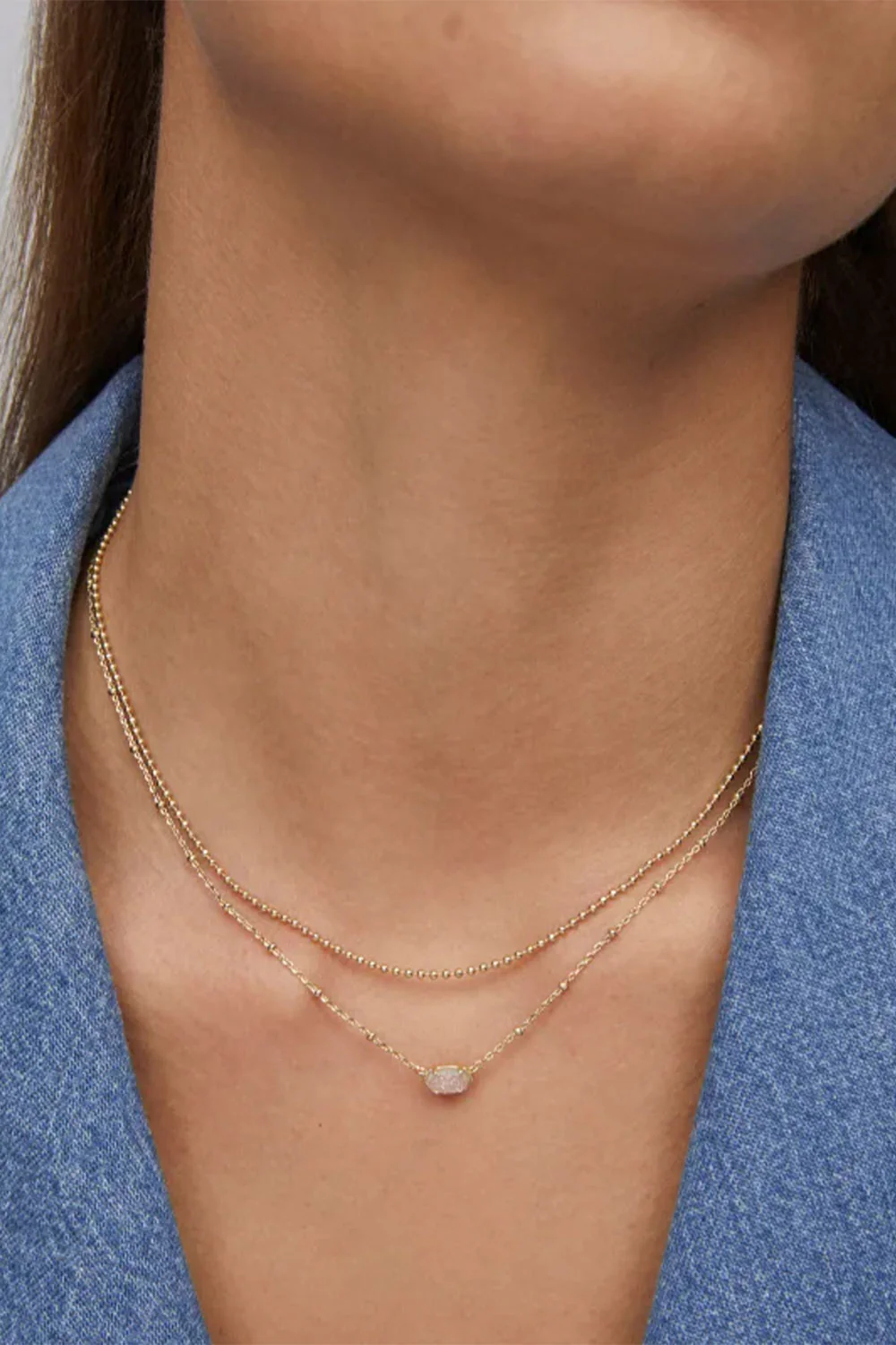 Kendra Scott Emilie Gold Multi Strand Necklace in Iridescent Drusy | 4217718146 - Image 2