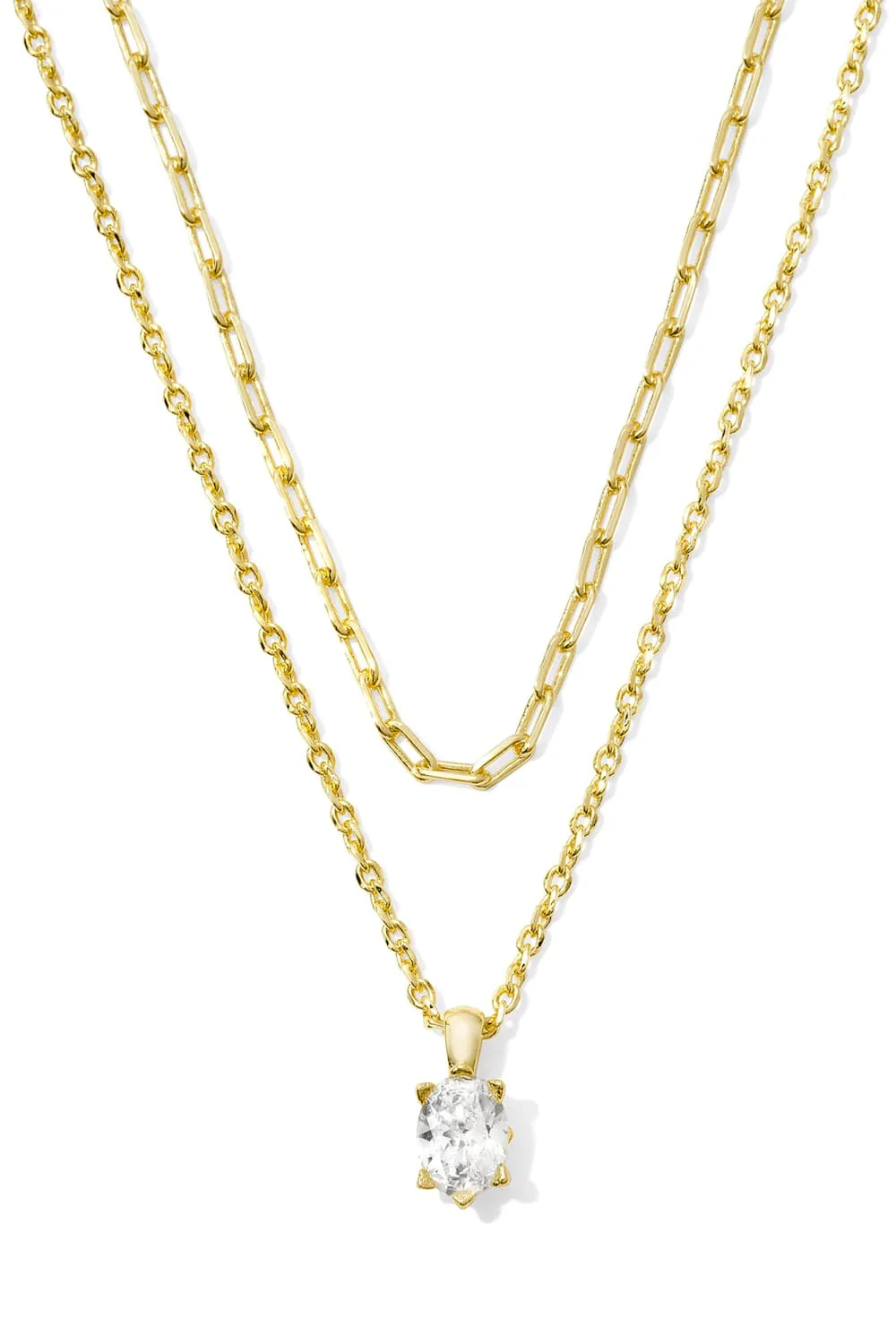 Kendra Scott Gold Cailin Multi Strand Necklace for Women in White Crystal | 9608871067 - Image 2