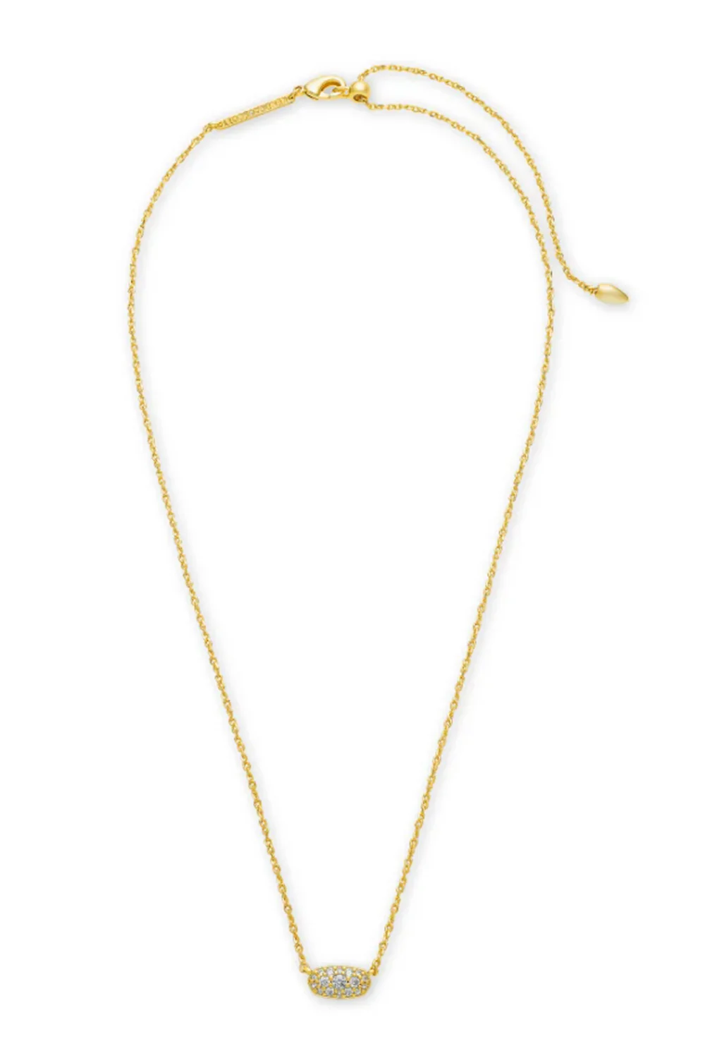 Kendra Scott Grayson Gold Crystal Pendant Necklace in White Crystal | 4217719676 - Image 2