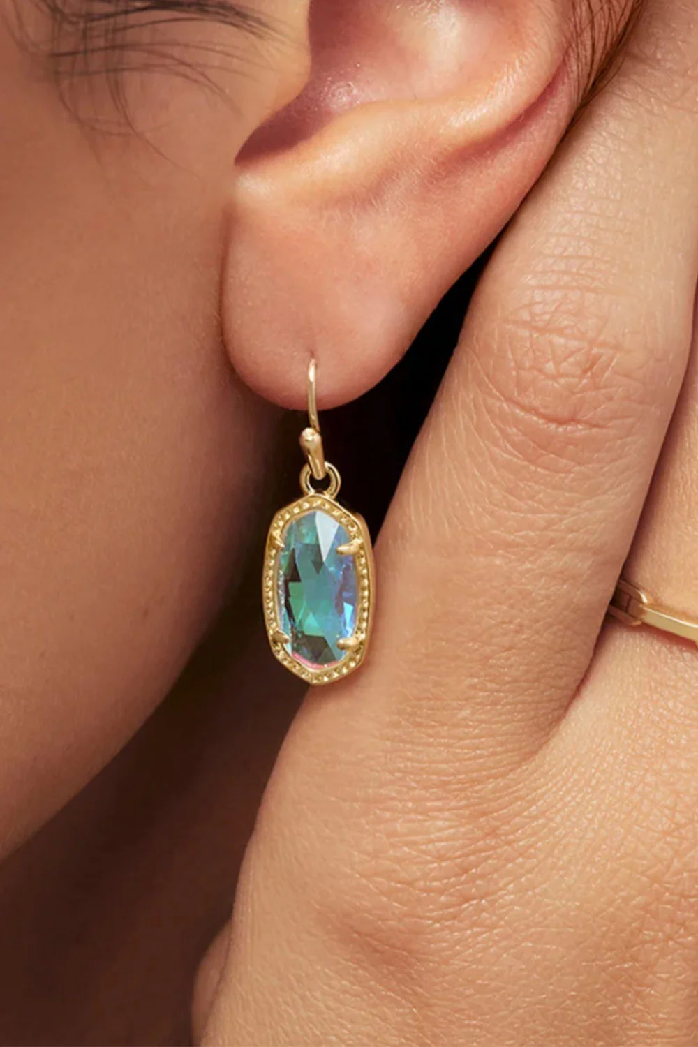 Kendra Scott Lee Gold Drop Earrings in Dichroic Glass | 4217704121 - Image 2