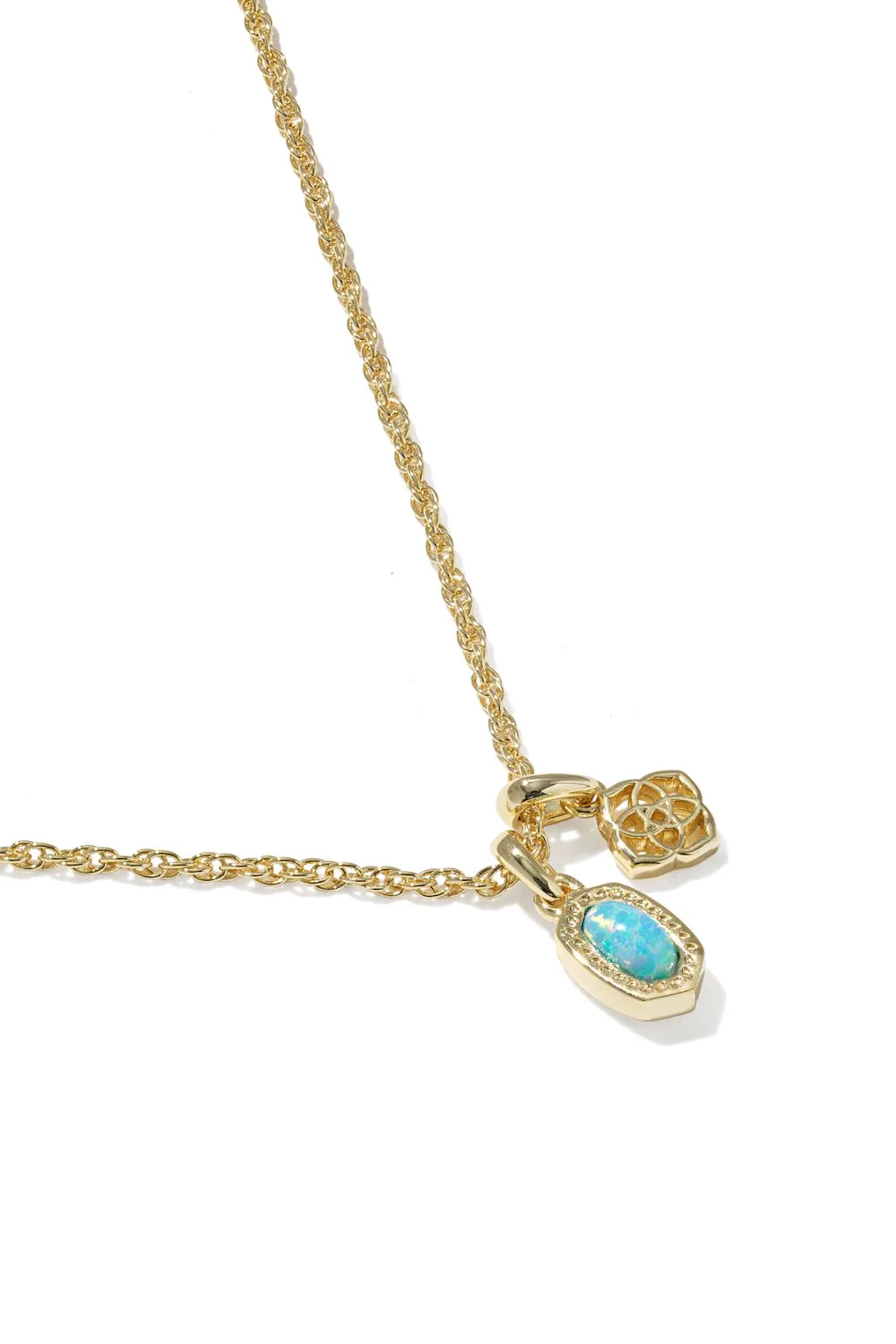 Kendra Scott Mini Elisa Dira Gold Necklace in Blue Opal | 9608894484 - Image 2
