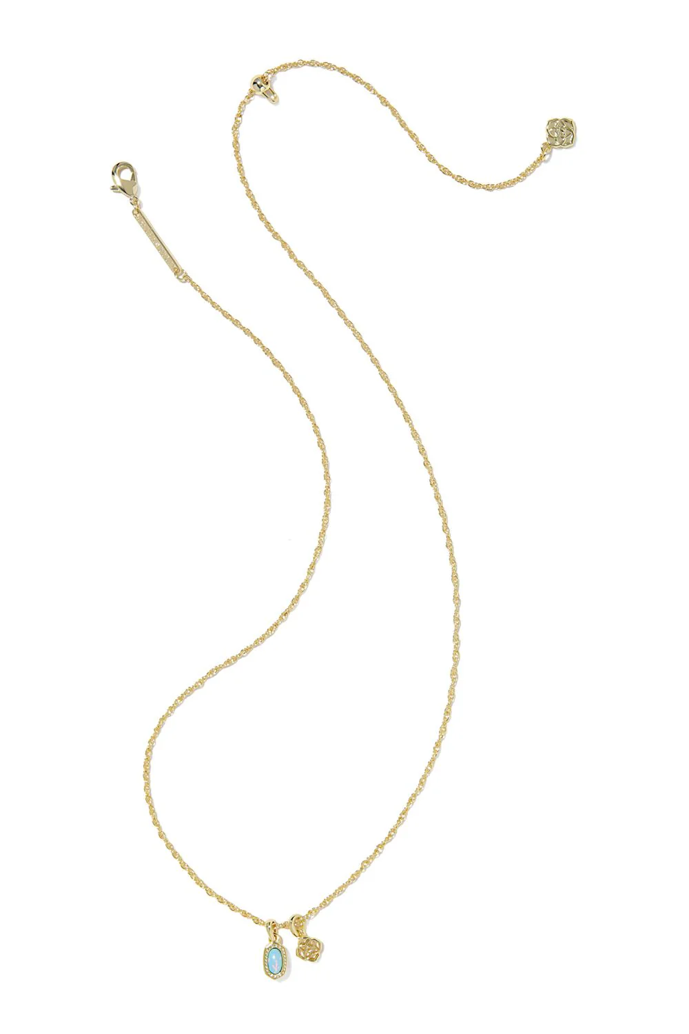 Kendra Scott Mini Elisa Dira Gold Necklace in Blue Opal | 9608894484 - Image 3