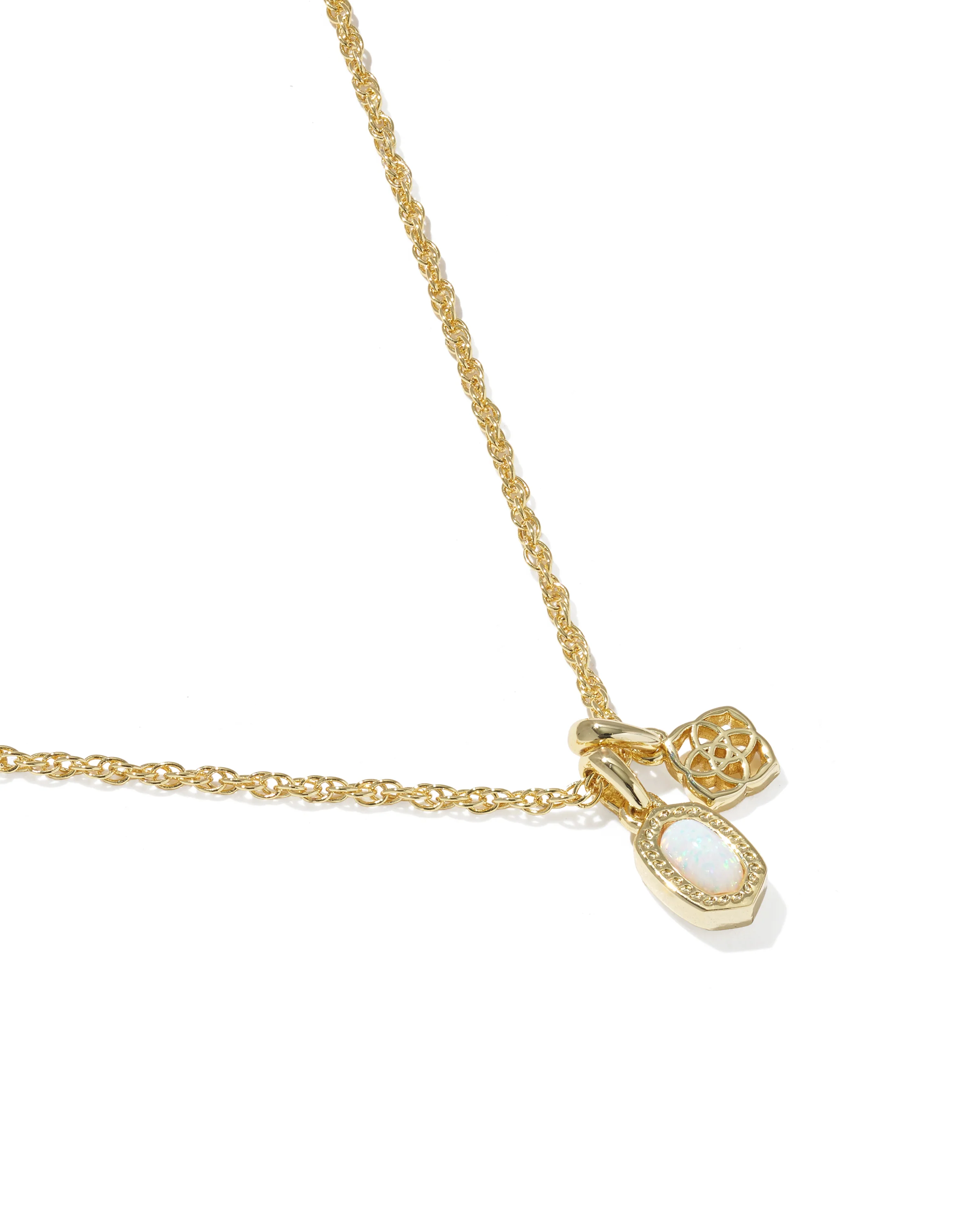 Kendra Scott Mini Elisa Dira Gold Necklace in White Opal | 9608894018 - Image 2