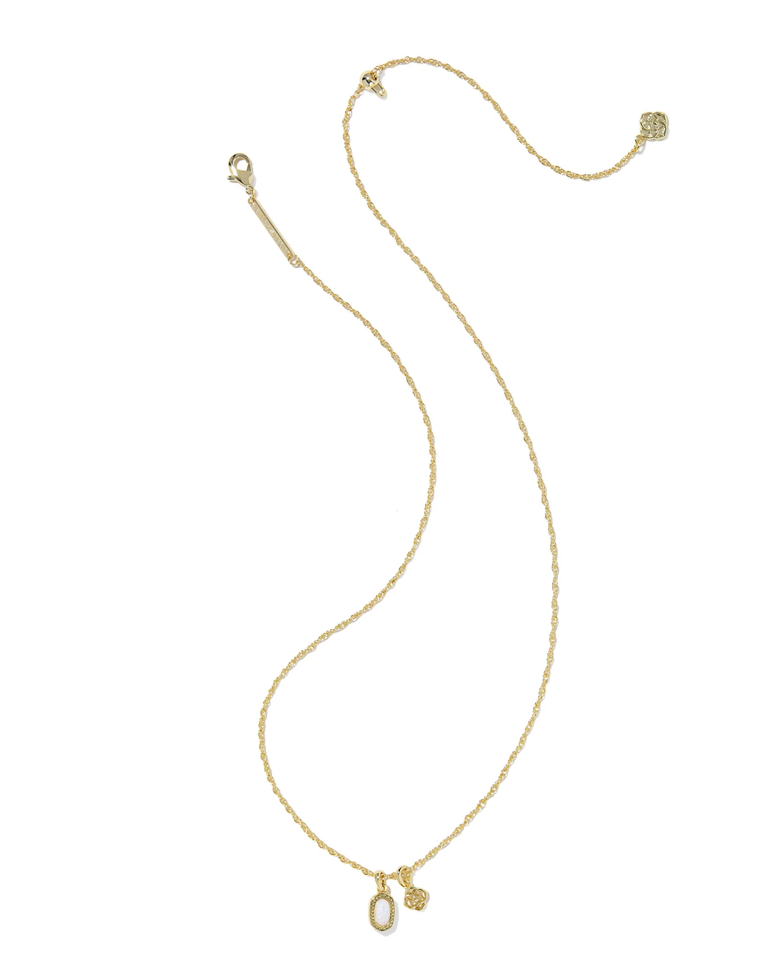 Kendra Scott Mini Elisa Dira Gold Necklace in White Opal | 9608894018 - Image 3