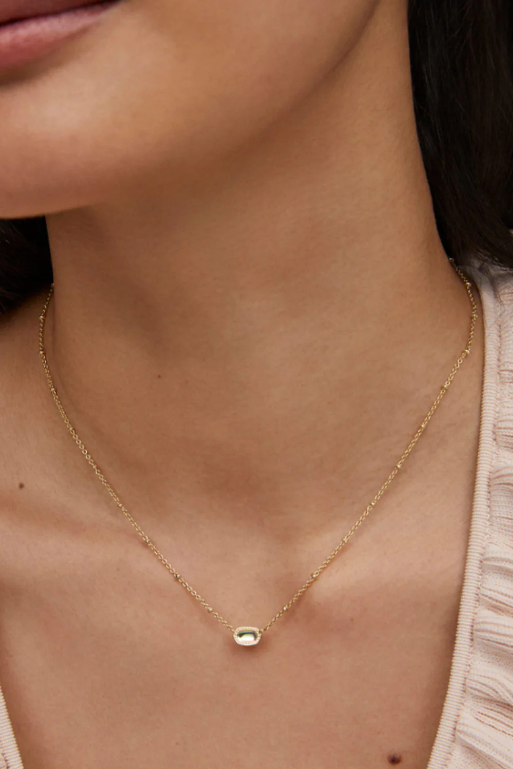 Kendra Scott Mini Elisa Gold Satellite Short Pendant Necklace in Dichroic Glass | 9608866153 - Image 3