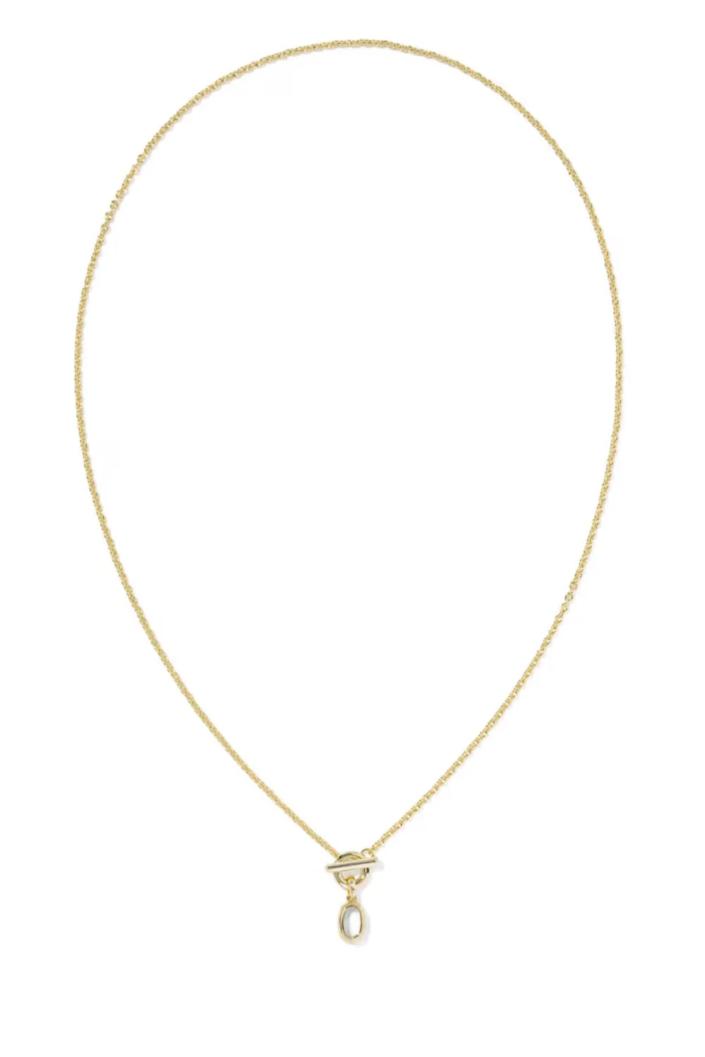 Kendra Scott Mini Elisa Toggle Short Gold Pendant Necklace in Ivory Mother of Pearl | 9608890279 - Image 2