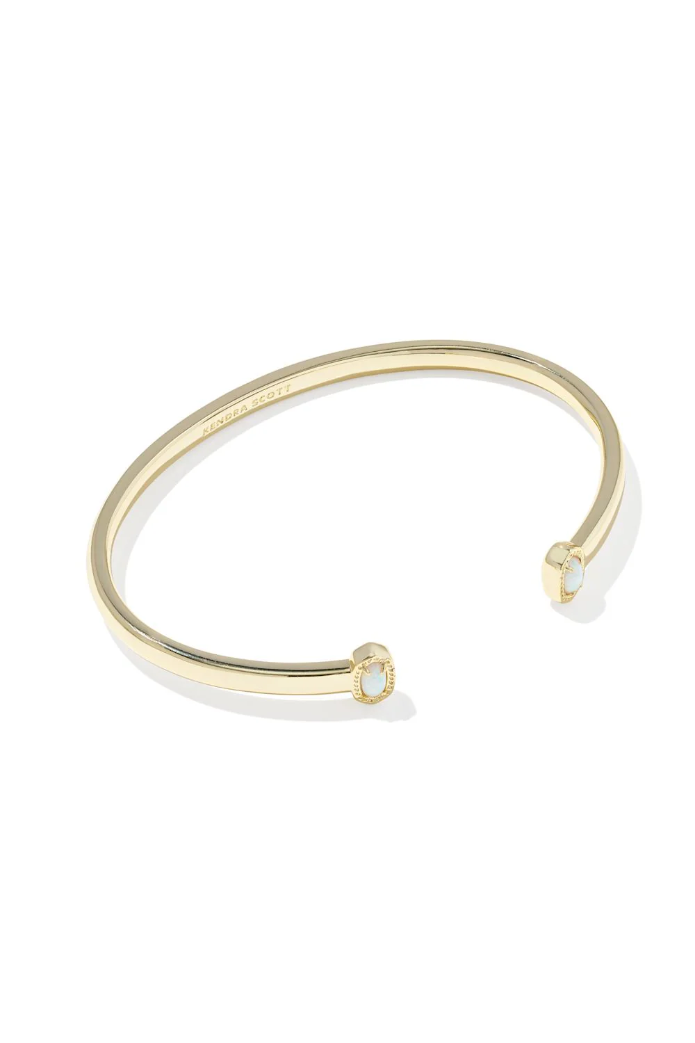 Kendra Scott Mini Elton Gold Cuff Bracelet in White Opal | 9608898739 - Image 2