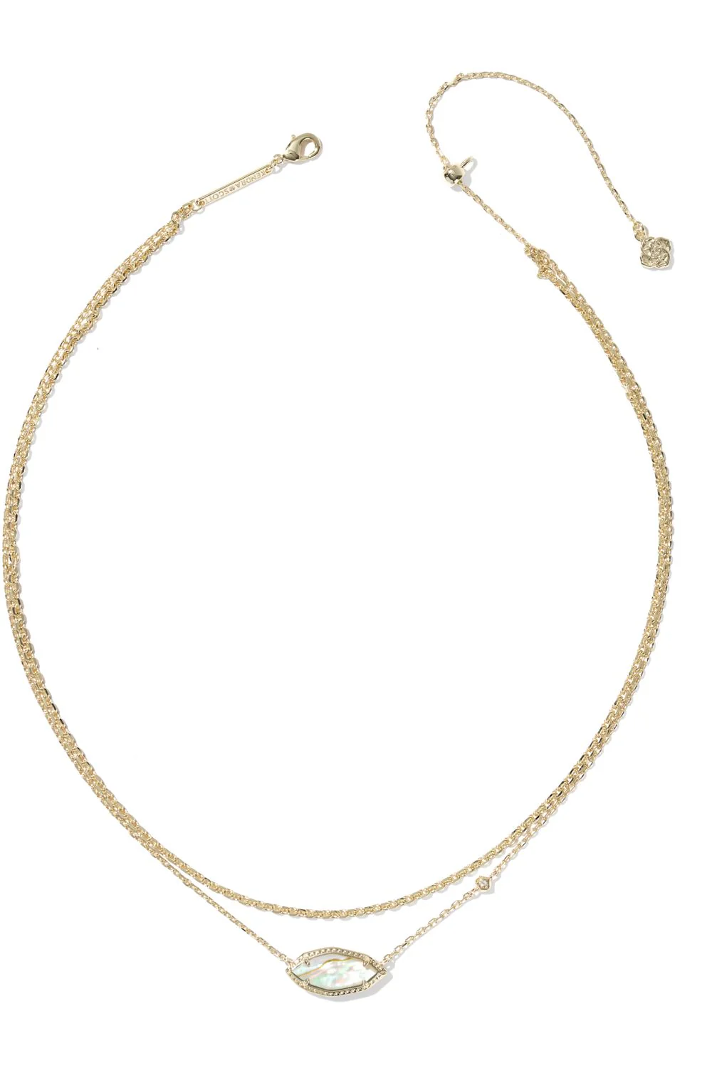 Kendra Scott Ophelia Multi Strand Gold Necklace in Iridescent Abalone | 9608894464 - Image 3
