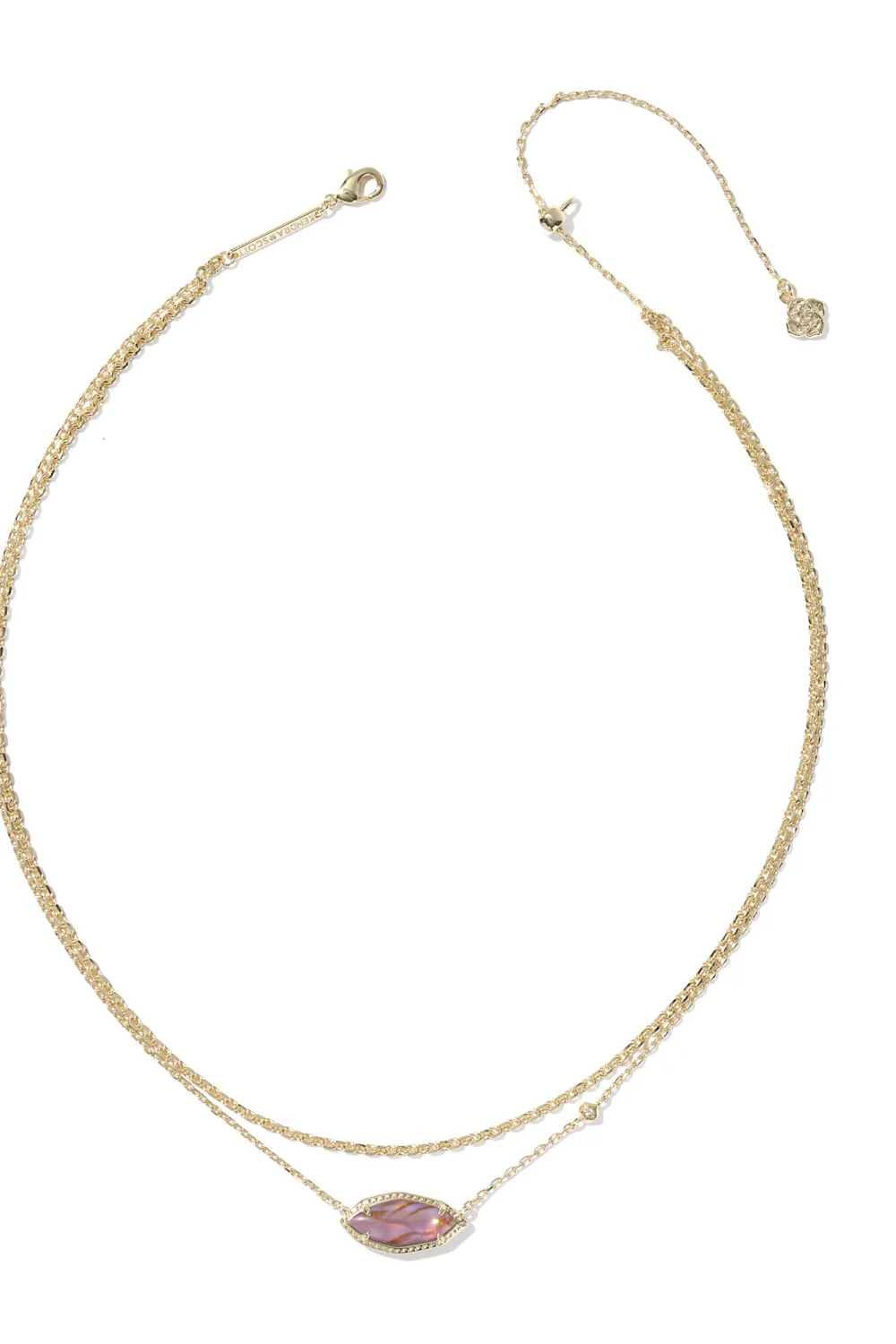 Kendra Scott Ophelia Multi Strand Gold Necklace in Light Mauve | 9608894740 - Image 3
