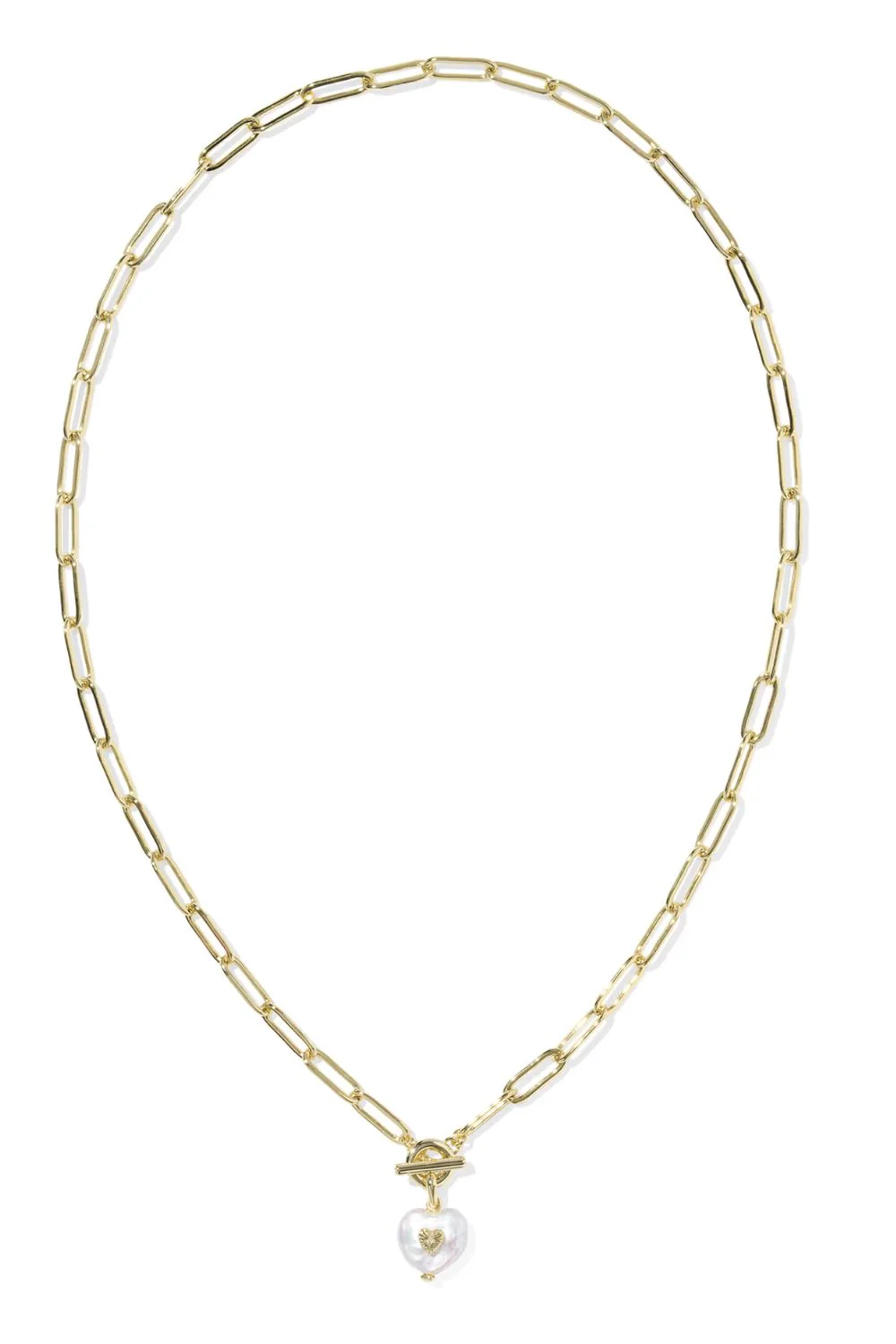 Kendra Scott Sasha Gold Chain Link Necklace in Pearl | 9608886290 - Image 2