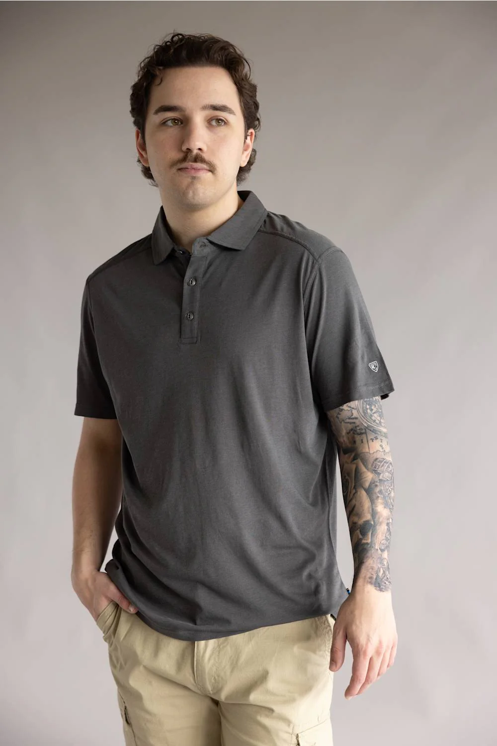 Kuhl De Facto Polo Shirt for Men in Carbon | 7549-CARBON - Image 3