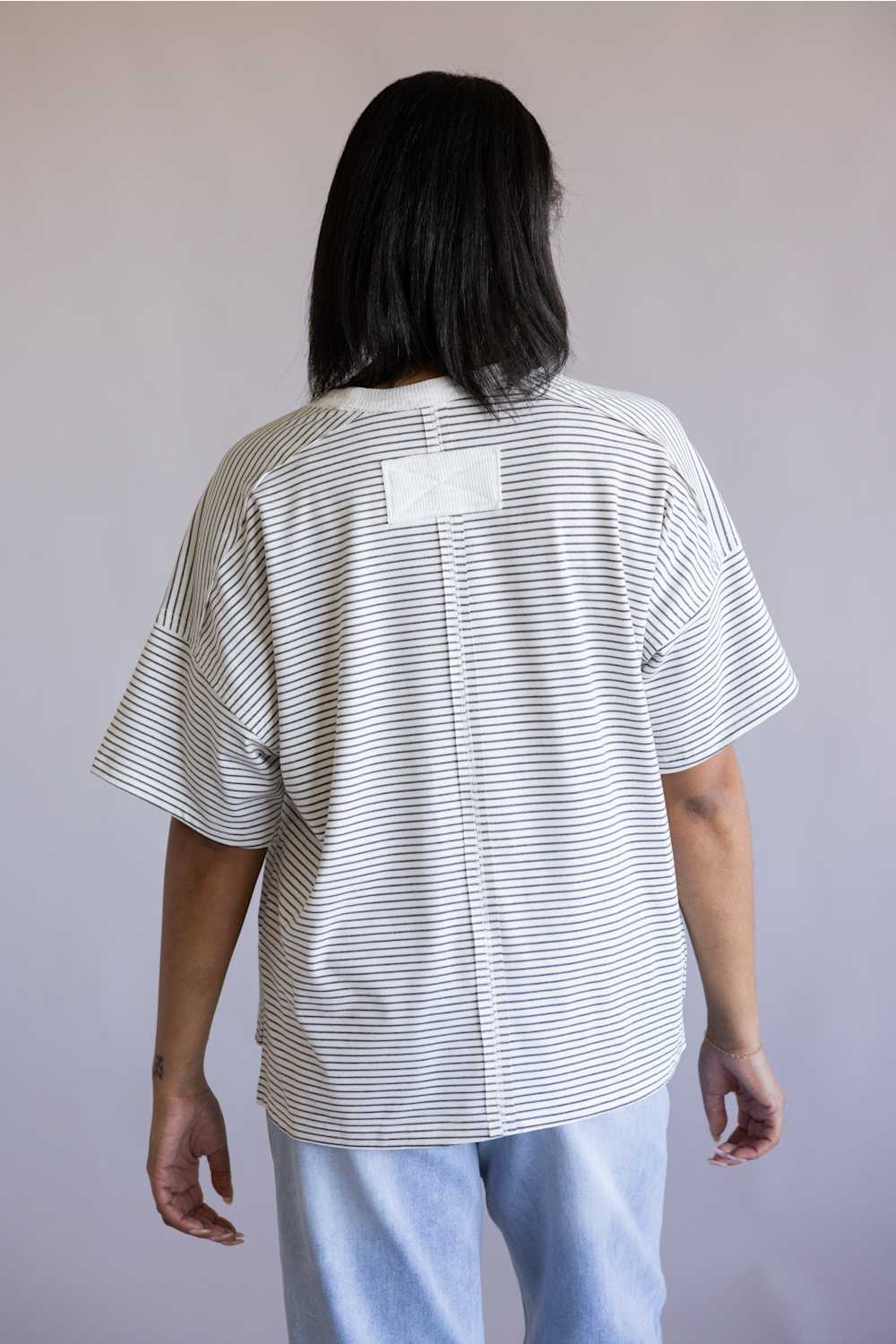 La Miel Basic Striped Drop Shoulder Top for Women in Heather Grey | HDT7703-HGREY - Image 5