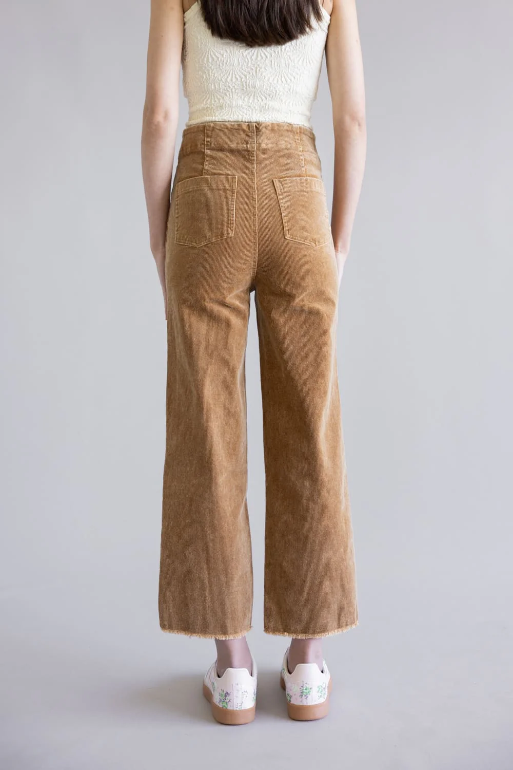 La Miel Mineral Wash Corduroy Pants for Women in Camel | MCP4220-CAMEL - Image 2
