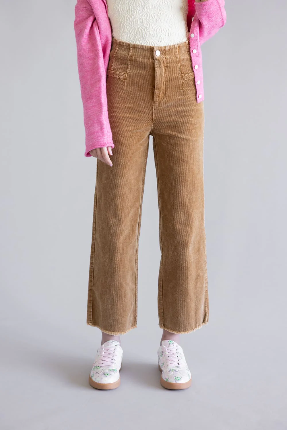 La Miel Mineral Wash Corduroy Pants for Women in Camel | MCP4220-CAMEL - Image 3