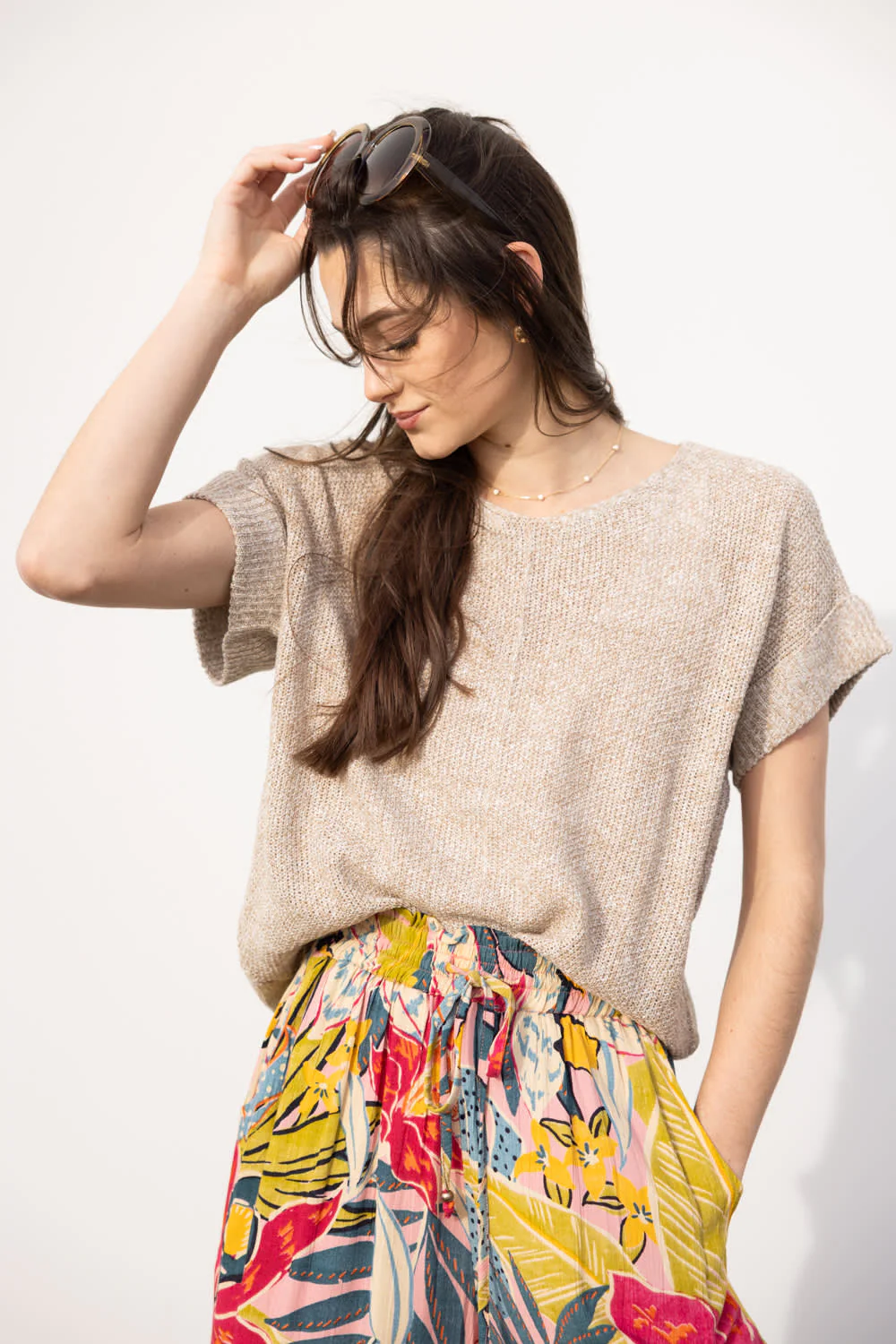 La Miel V-Neck Short Sleeve Sweater for Women - Image 2
