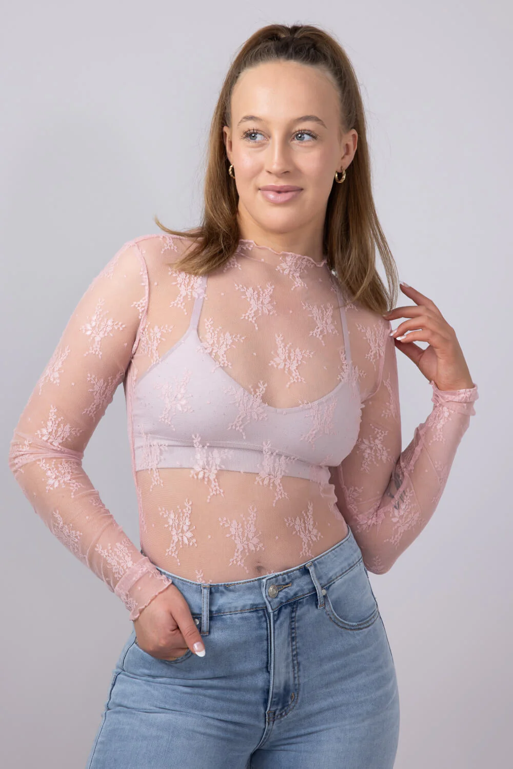 Lace Sheer Layering Top for Women - Image 2