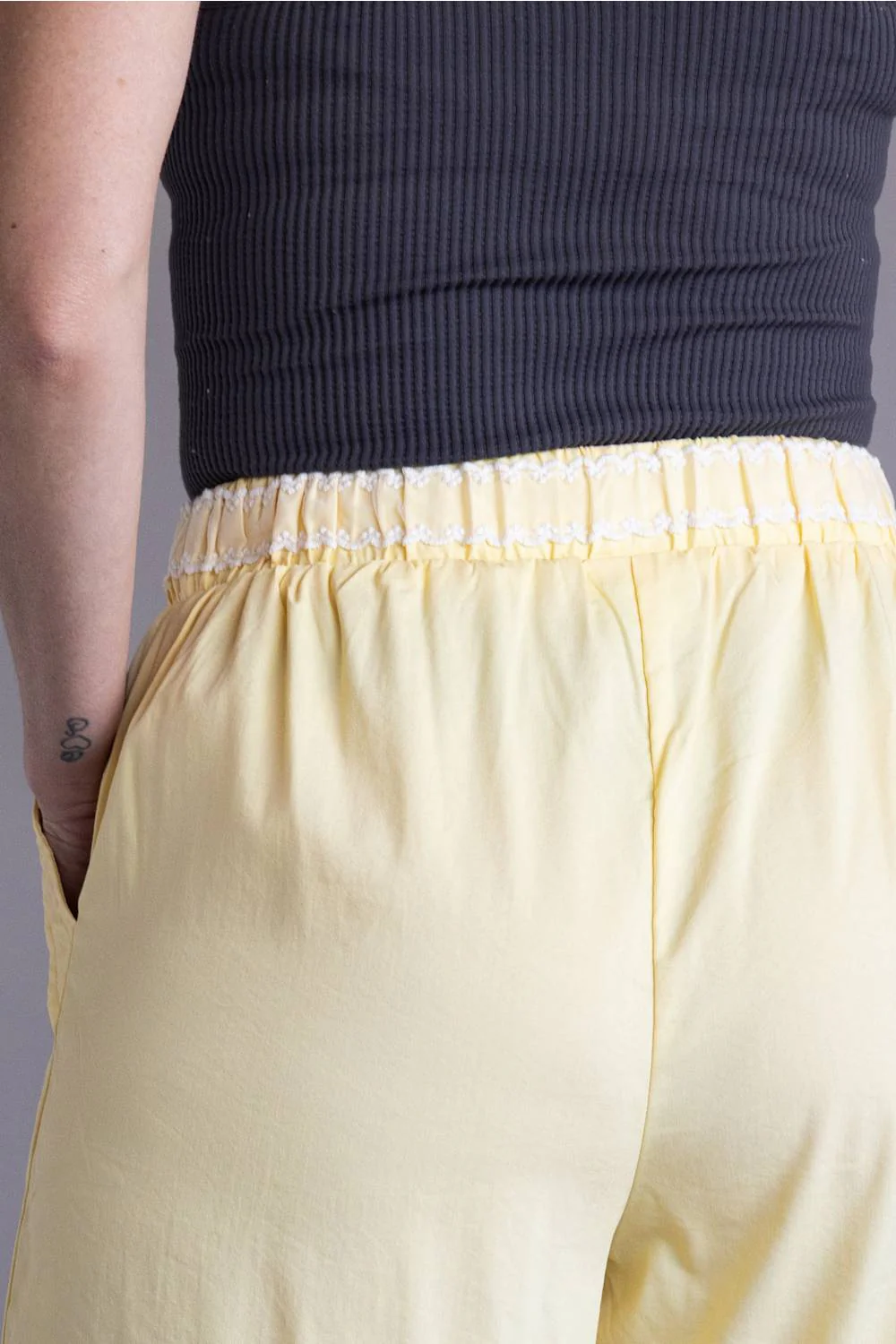 Lace Trim Drawstring Pants for Women in Yellow | NP70979-YELLOW - Image 5