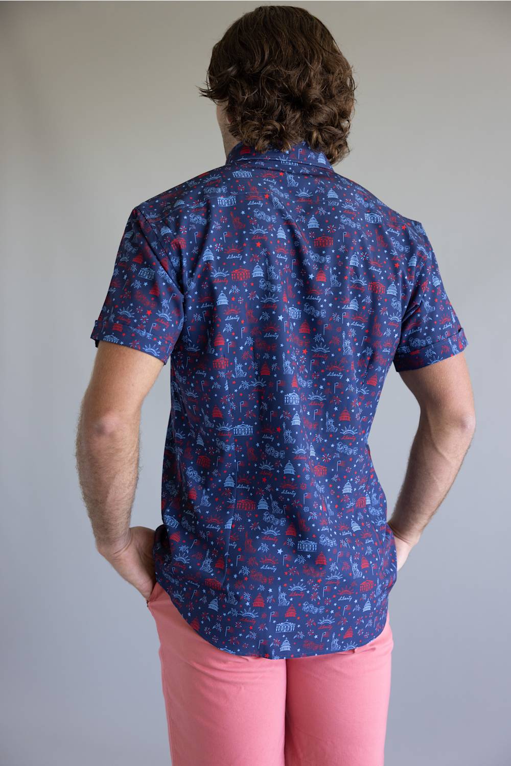 Lady Liberty Button Down for Men in Navy | BB428-NAVY - Image 3