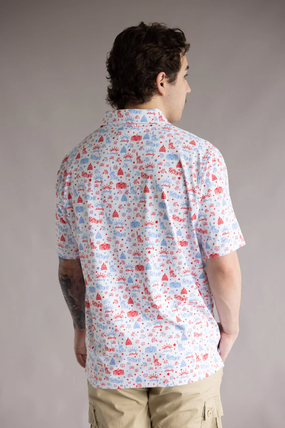Lady Liberty Printed Polo for Men in White | BB471-WHITE - Image 4