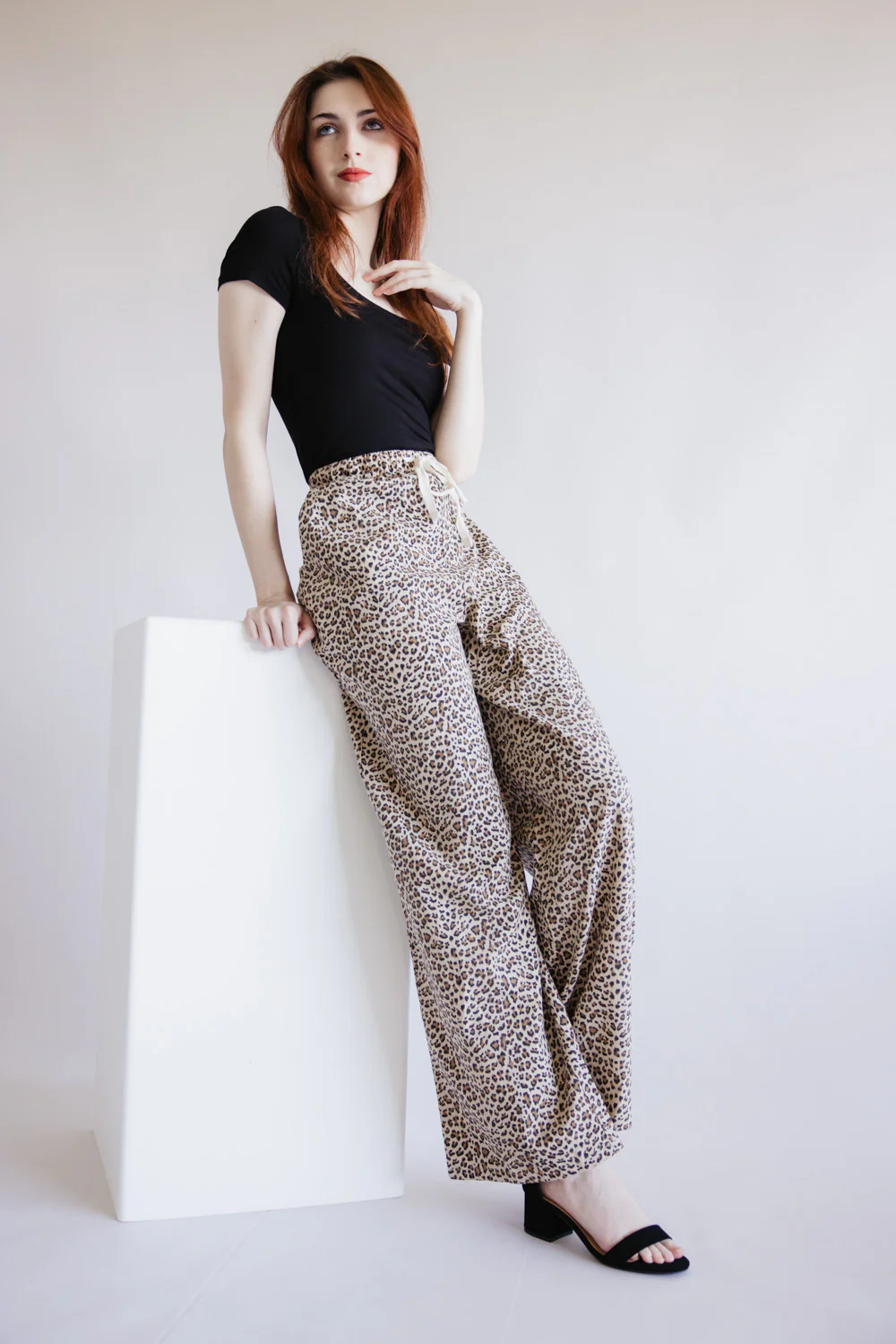 Leopard Print Drawstring Pants for Women in Brown | NP70768-BEIGELEOPARD - Image 4