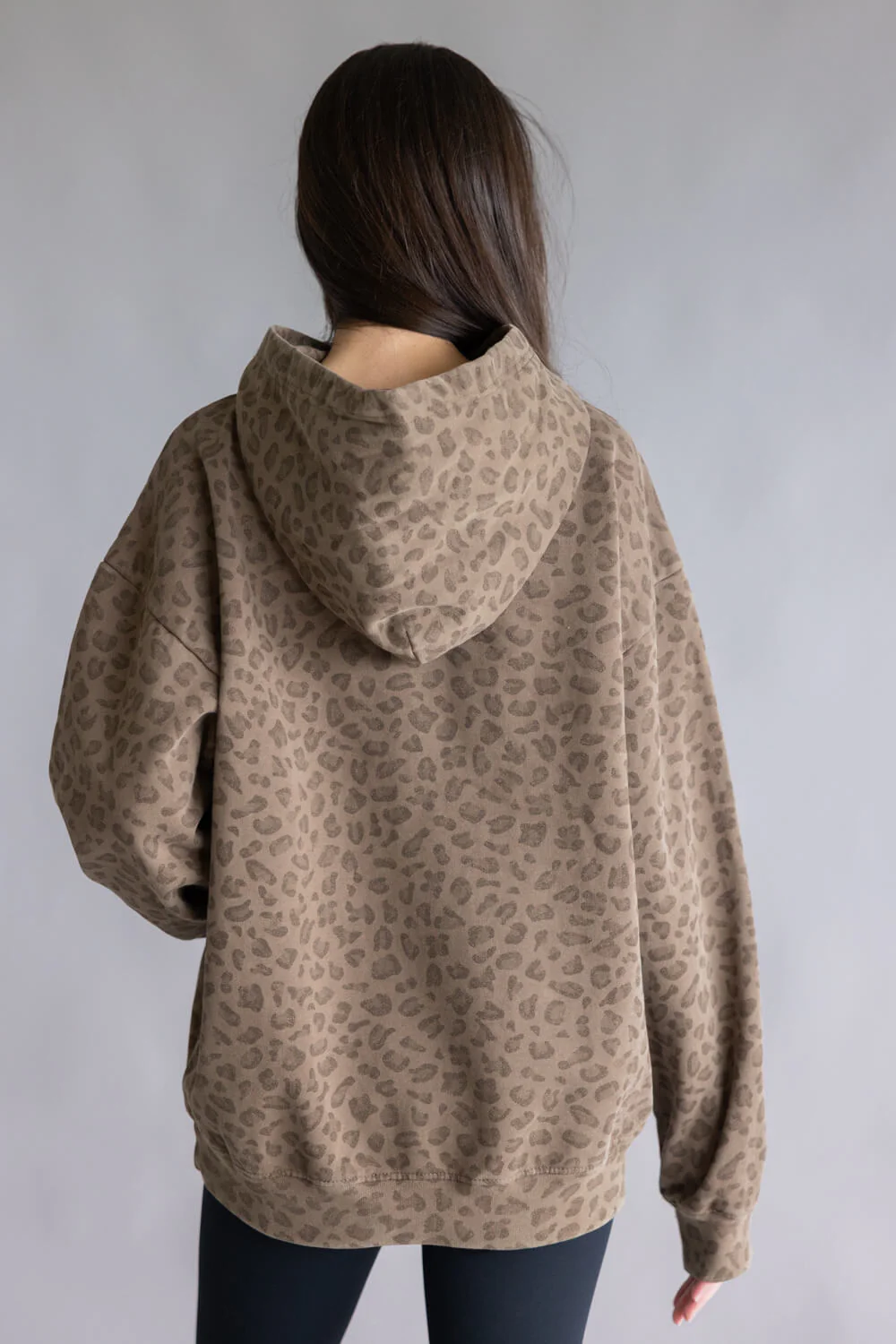 Leopard Print Heavyweight Vintage Hoodie for Women in Brown | CCHOD475SNW-LEPRD - Image 3