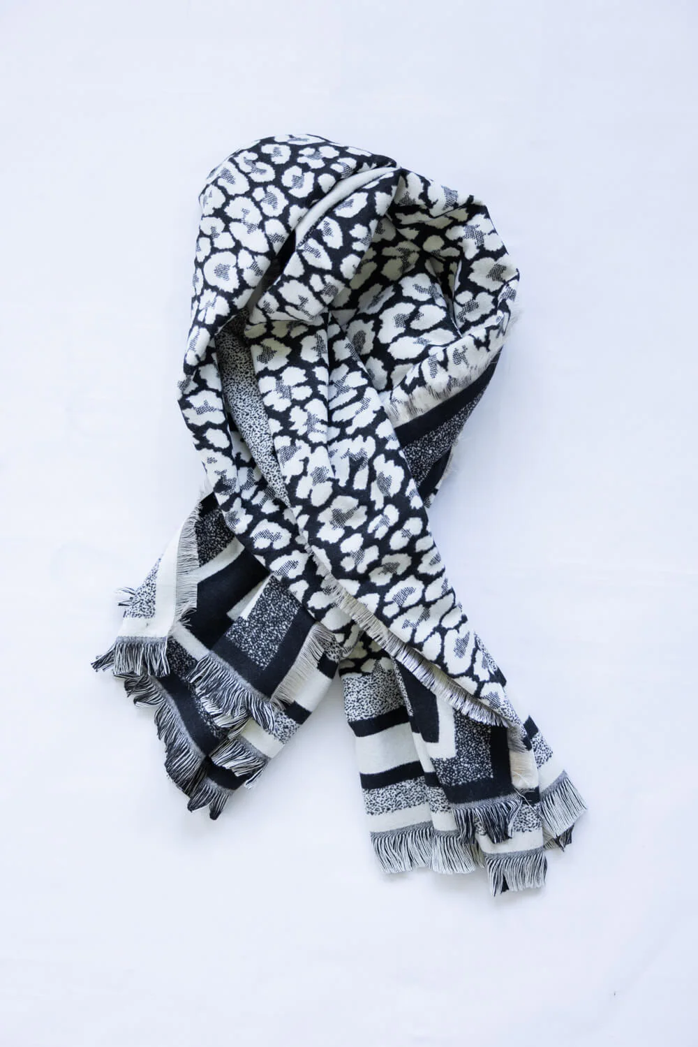 Leopard Print Scarf for Women in Black | BCL520148-BLK - Image 2