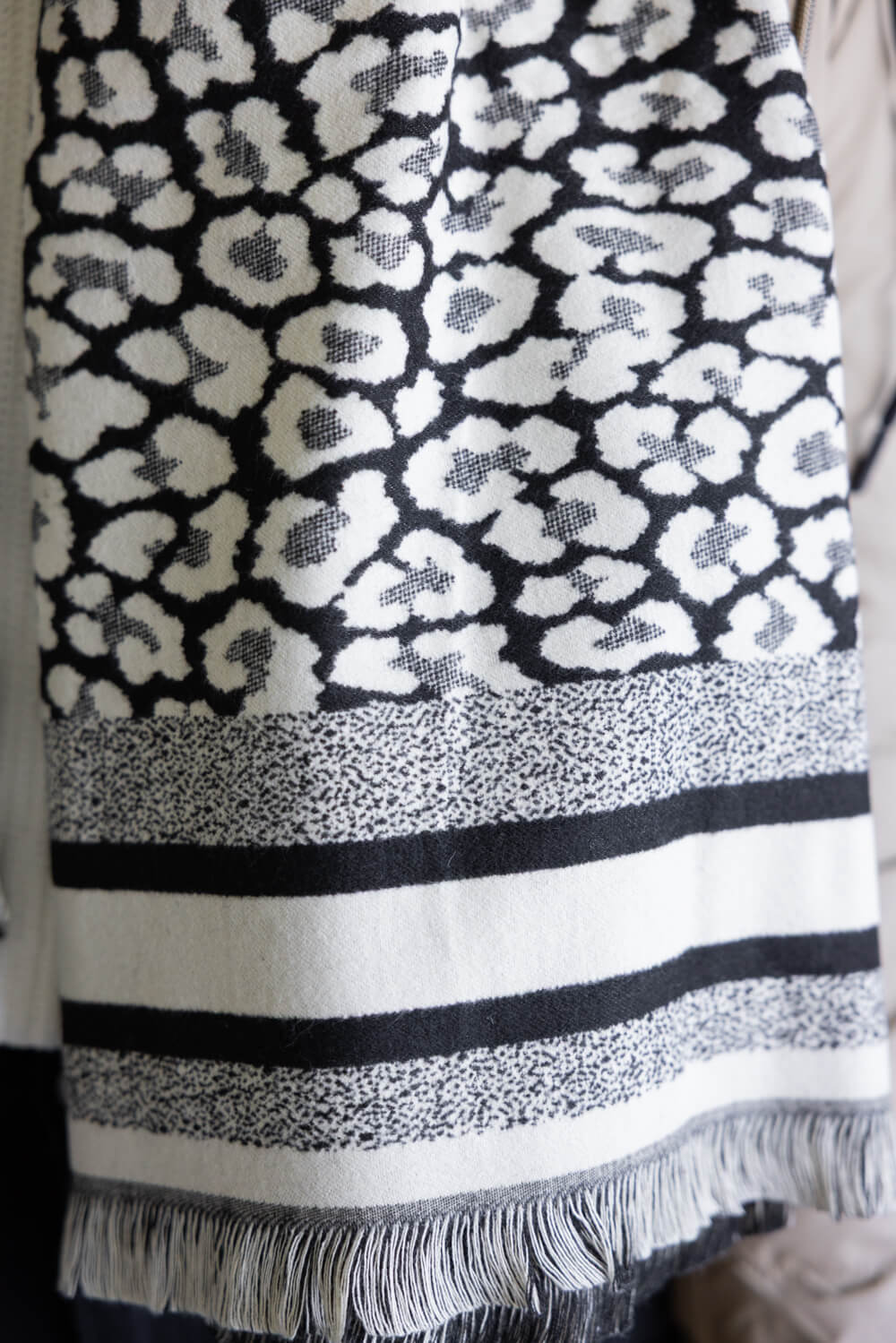 Leopard Print Scarf for Women in Black | BCL520148-BLK - Image 3
