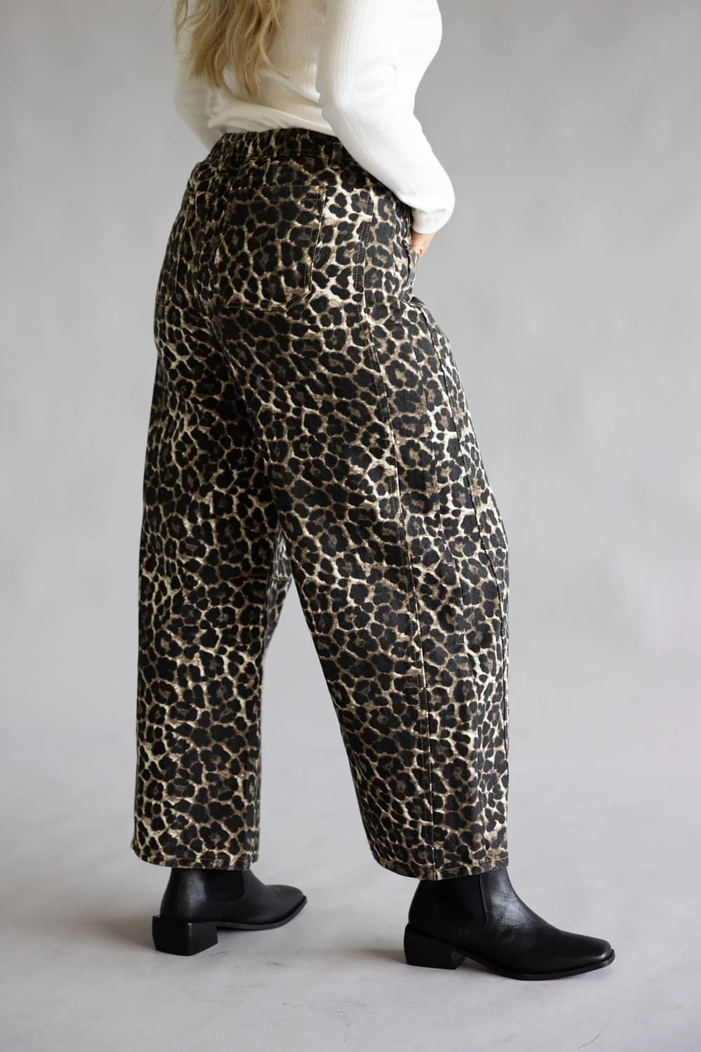 Leopard Printed Barrel Jeans for Women in Mocha | NP70891-MOCHALEOPARD - Image 5
