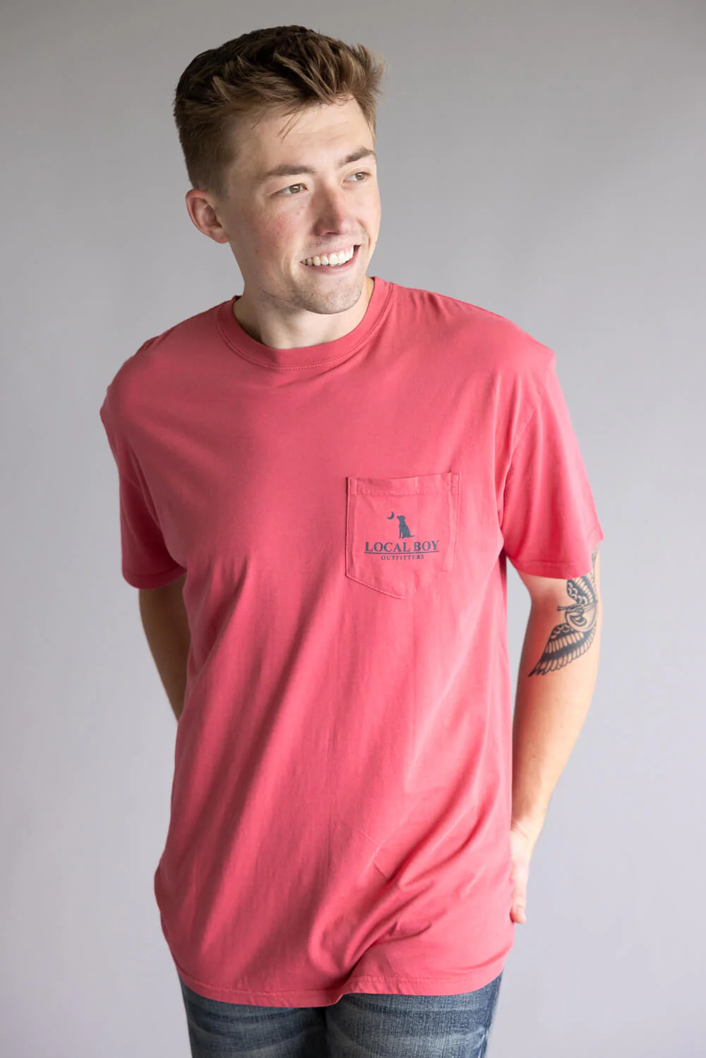 Local Boy Antler Retrieve Tee for Men in Brick Red | L1000645-BRC-RED - Image 2