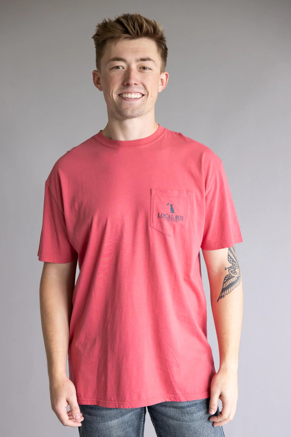 Local Boy Antler Retrieve Tee for Men in Brick Red | L1000645-BRC-RED - Image 5