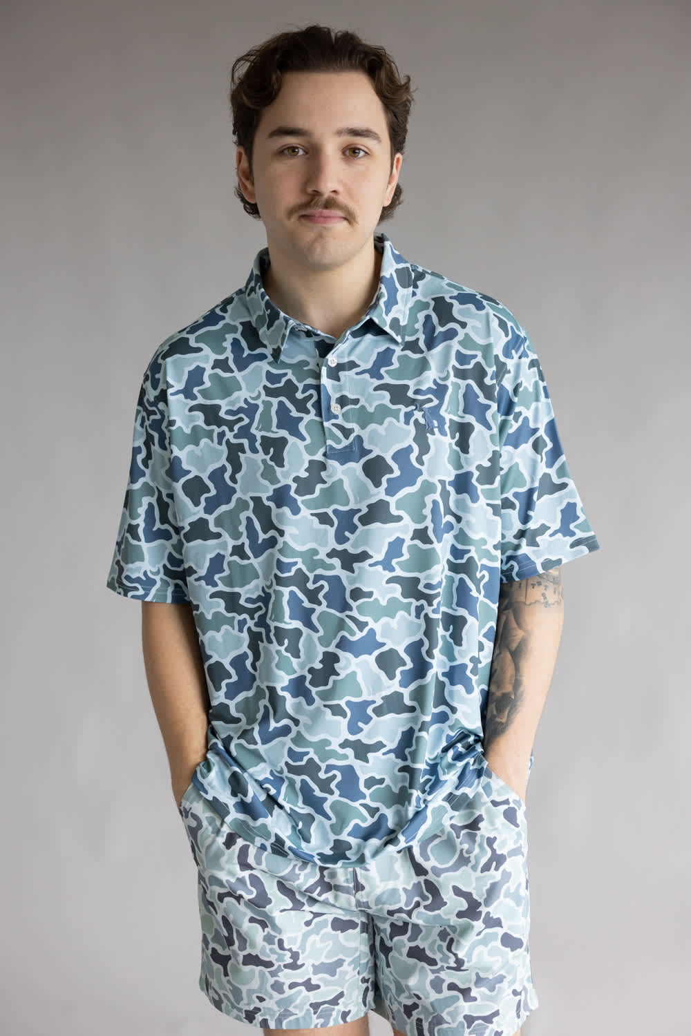 Local Boy Dirty Myrtle Polo for Men in Blue Camo | L1200053-BDMC-BLUECAMO - Image 3
