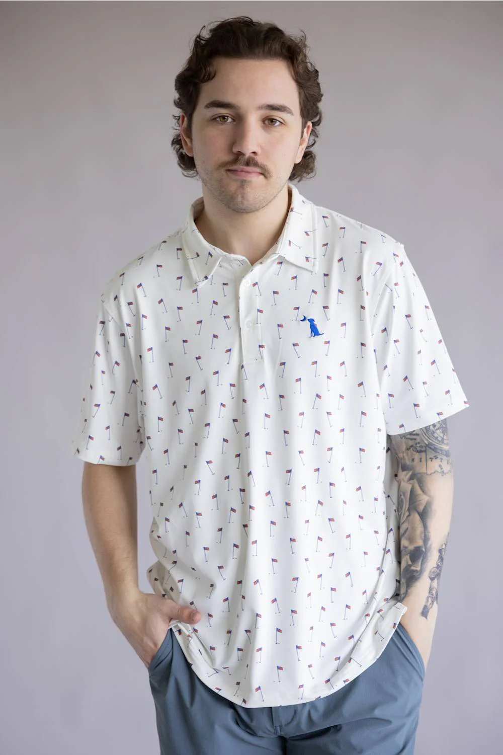 Local Boy Dirty Myrtle Printed Polo for Men - Image 3