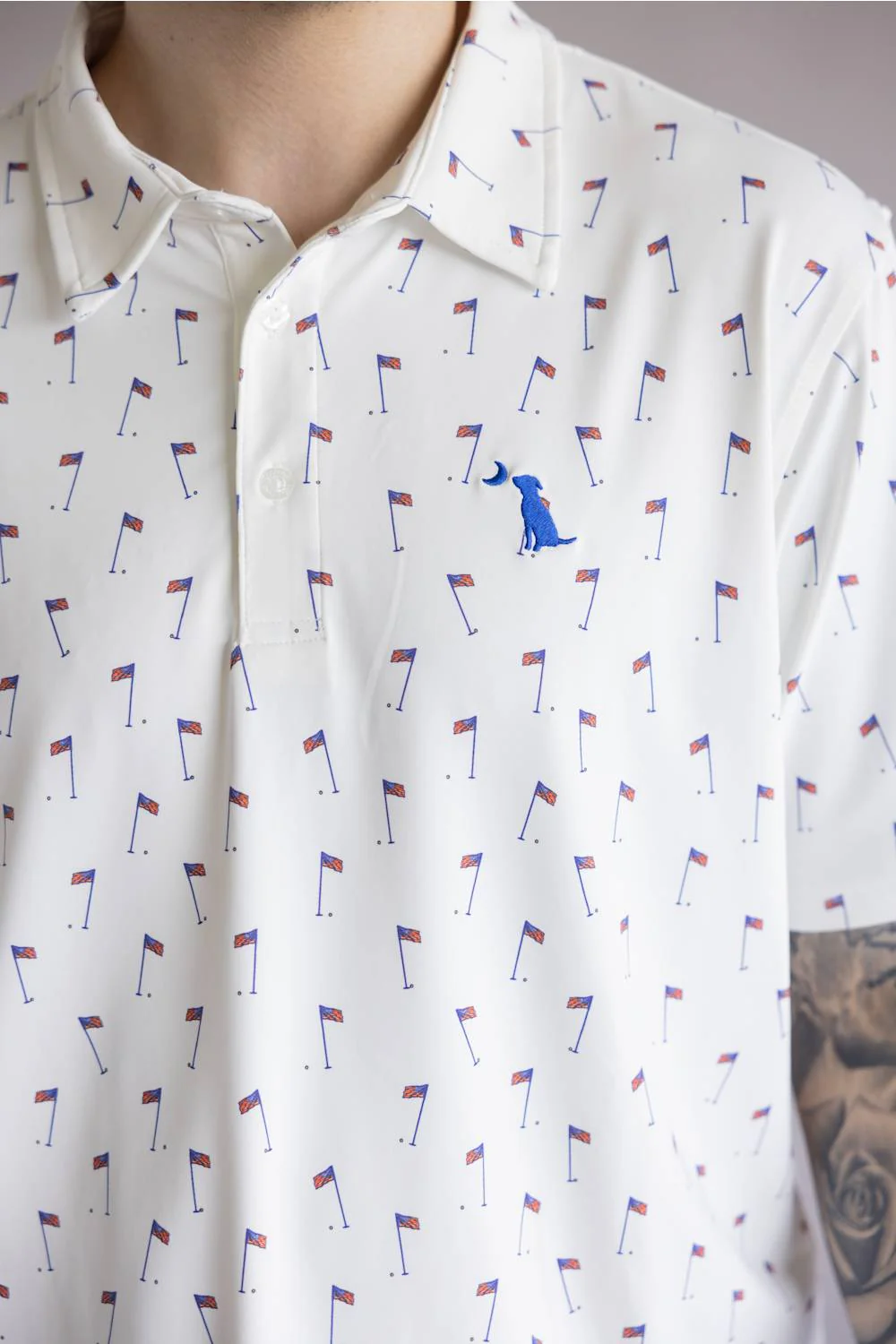 Local Boy Dirty Myrtle USA 19th Hole Polo for Men in Red, White, & Blue | L1200058-RWB REDWHITEBLUE - Image 2