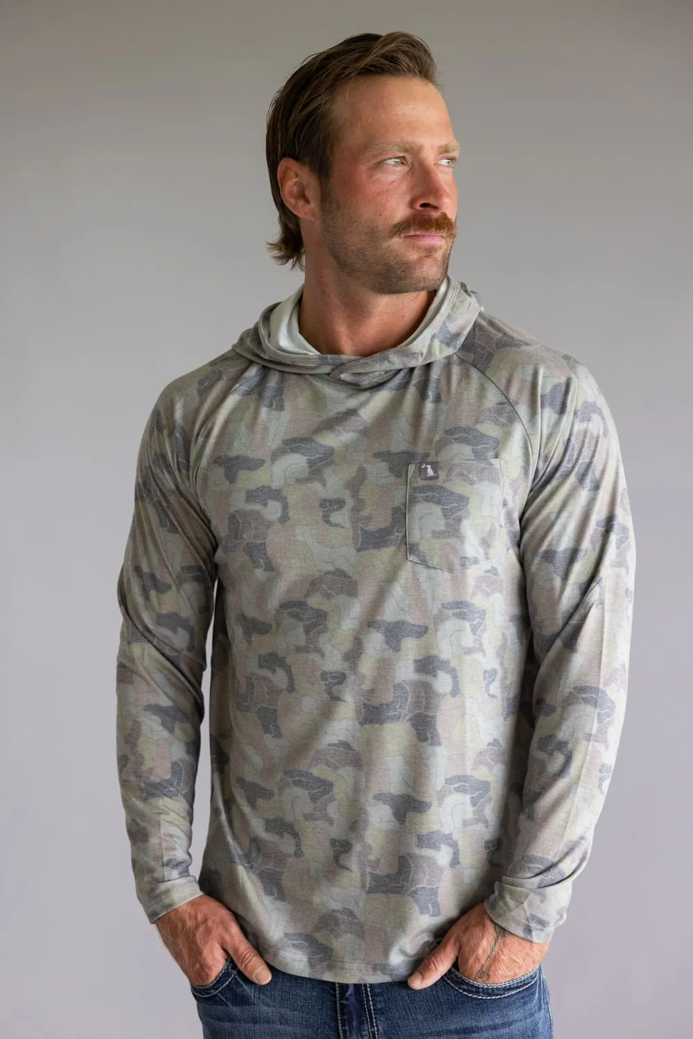 Local Boy Heather Blend Hoodie for Men in Green | L1400084-BDR - Image 4