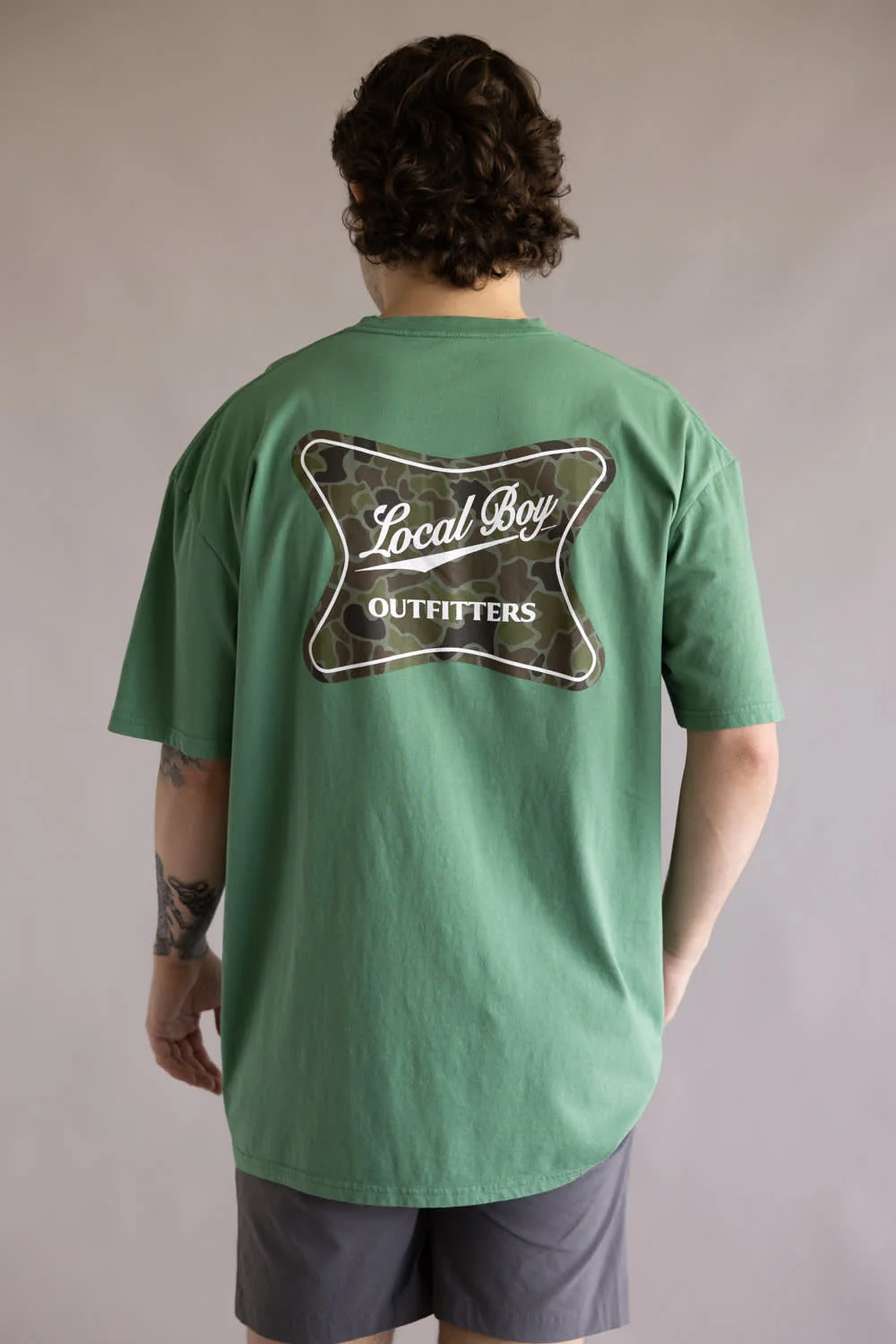 Local Boy High Badge T-Shirt for Men in Green | L1000707-LTG-GREEN - Image 3