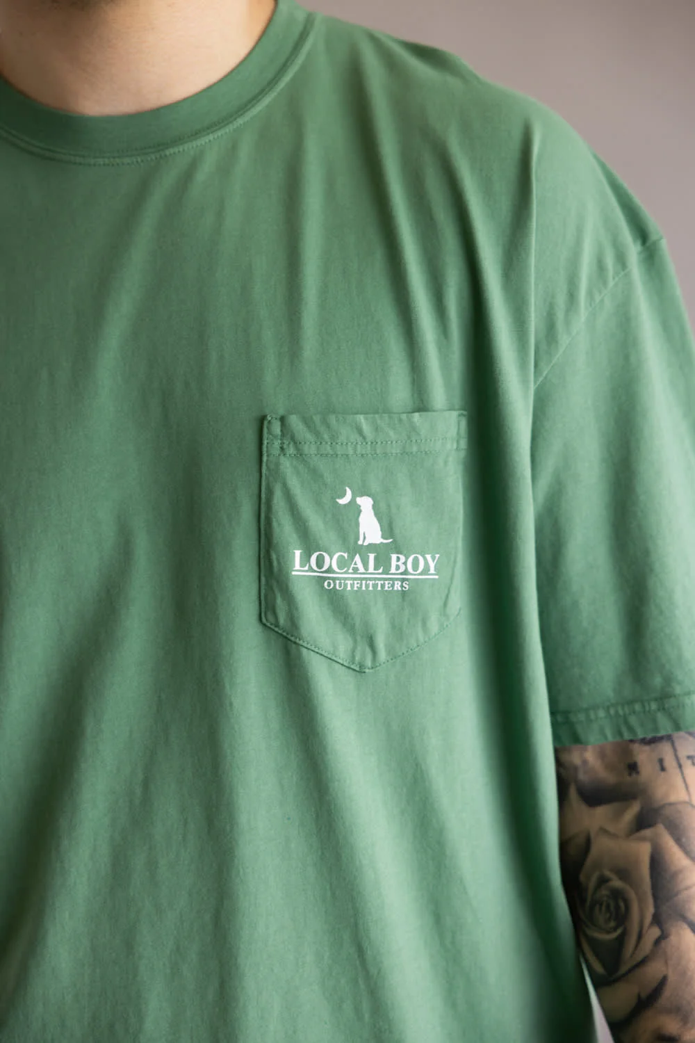 Local Boy High Badge T-Shirt for Men in Green | L1000707-LTG-GREEN - Image 4