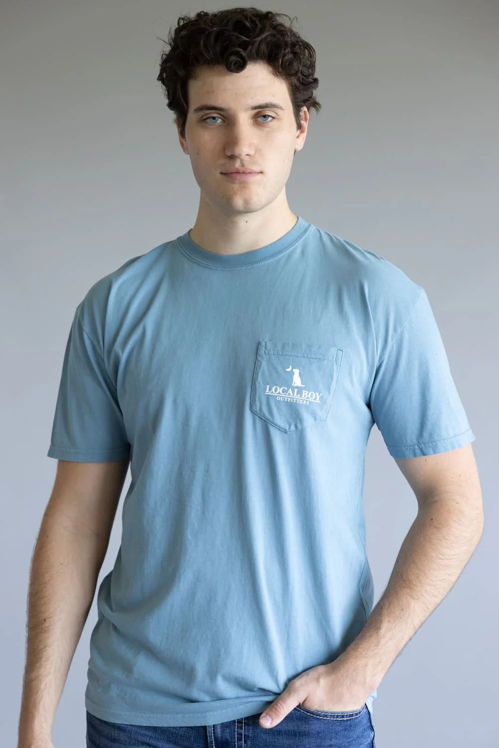Local Boy Local Flage Badge T-Shirt for Men in Slate Blue | L1000098-SLATE - Image 5