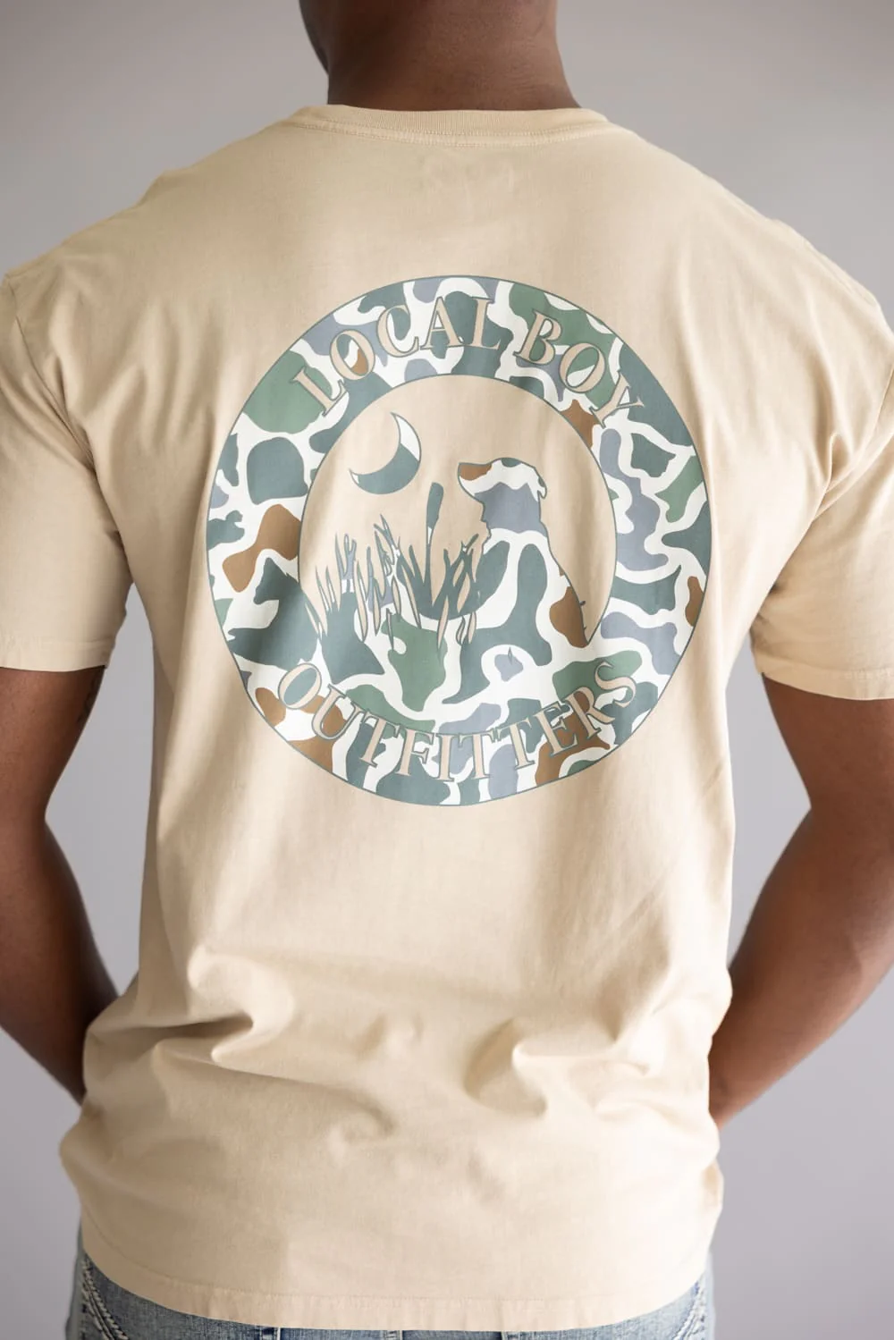 Local Boy Local Flage Bluff T-Shirt for Men in Latte Brown | L1000518-LAT - Image 3