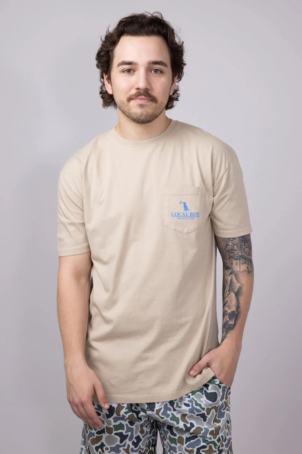 Local Boy Migrating T-Shirt for Men in Latte | L1000368-LATTE - Image 2