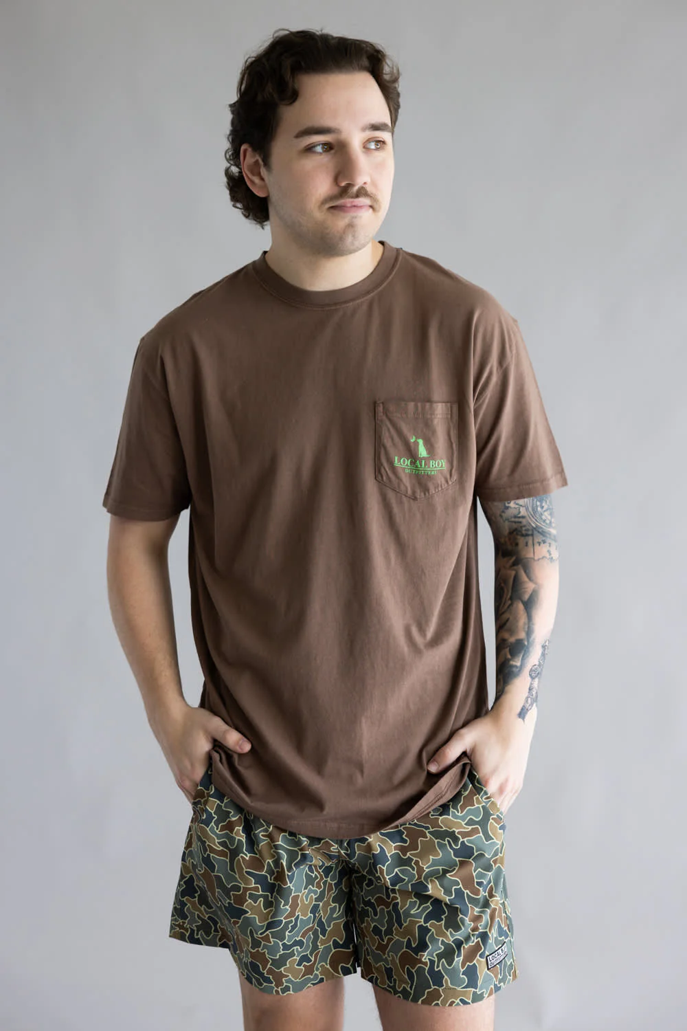 Local Boy Neon Duck T-Shirt for Men in Brown | L1000714-ESO-BROWN - Image 2